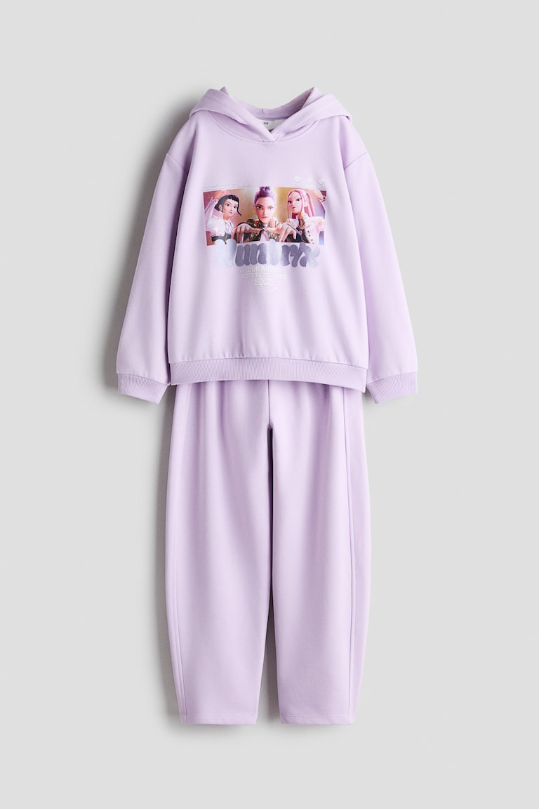 2-piece print-motif sweatshirt set