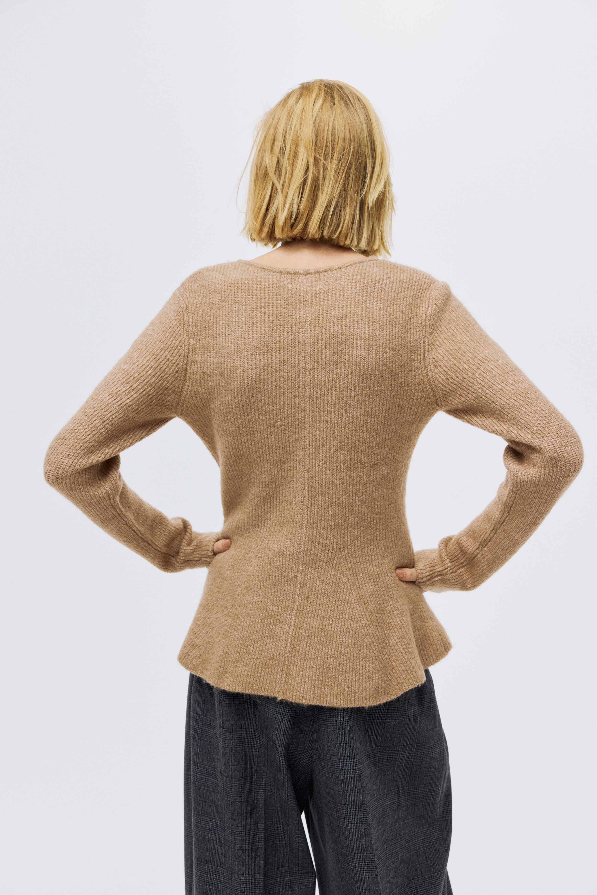 H&M Rib-Knit Peplum Cardigan | Arden Fair