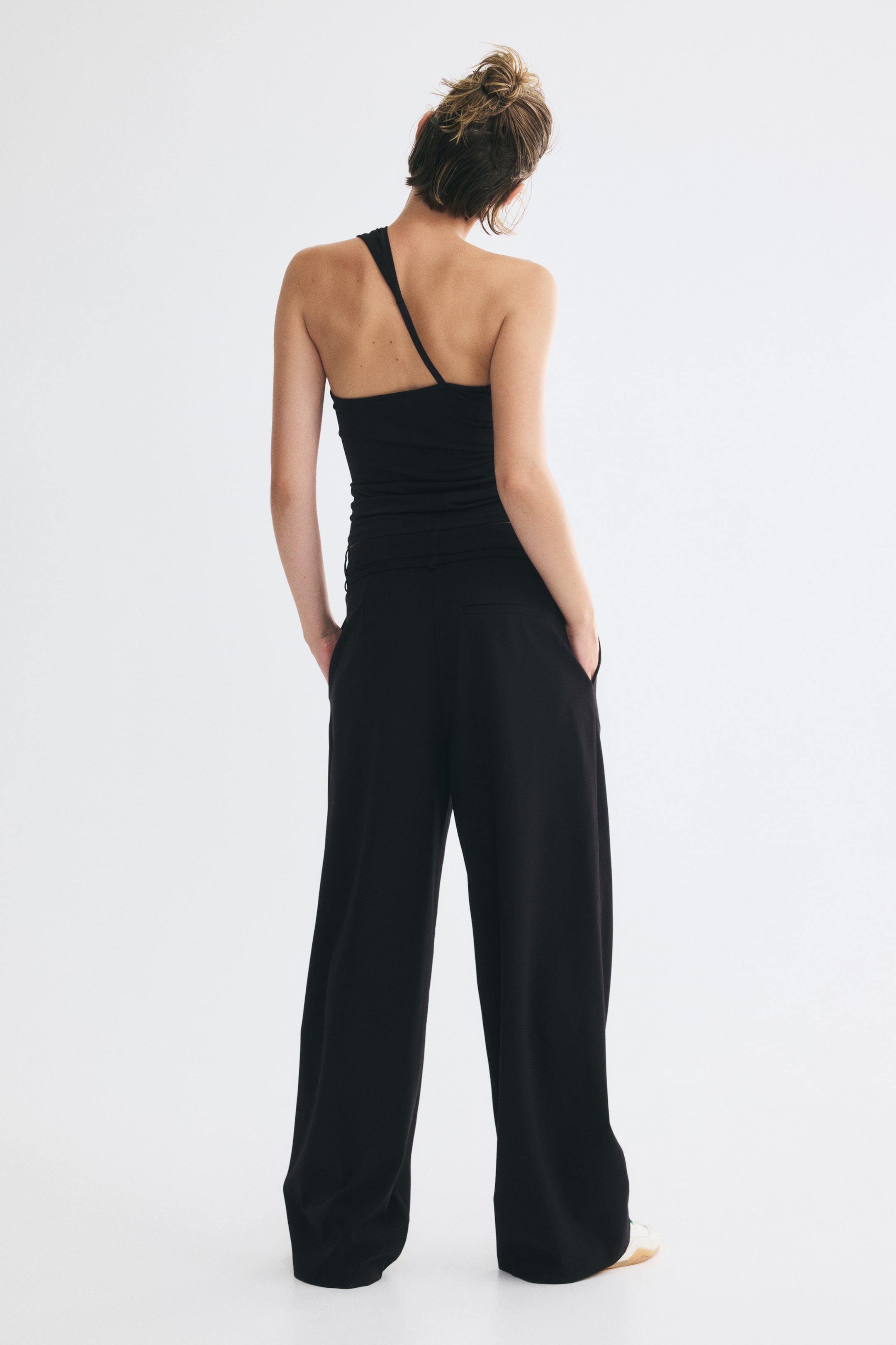 Pleated Tie-Belt Pants