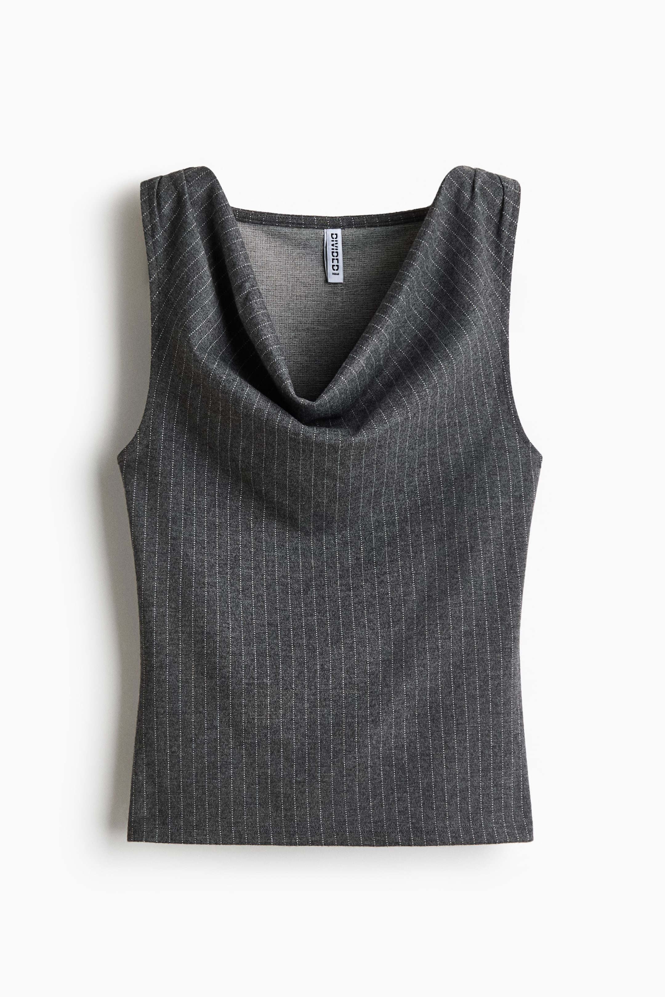 Ampliar la imagen: Top de punto con escote drapeado - Gris/Franjas estrechas - Ladies | H&M MX 4