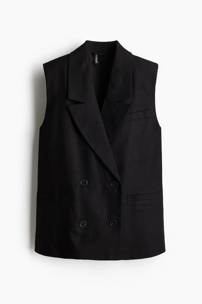 Panciotto in misto lino - Nero/Marrone - 1