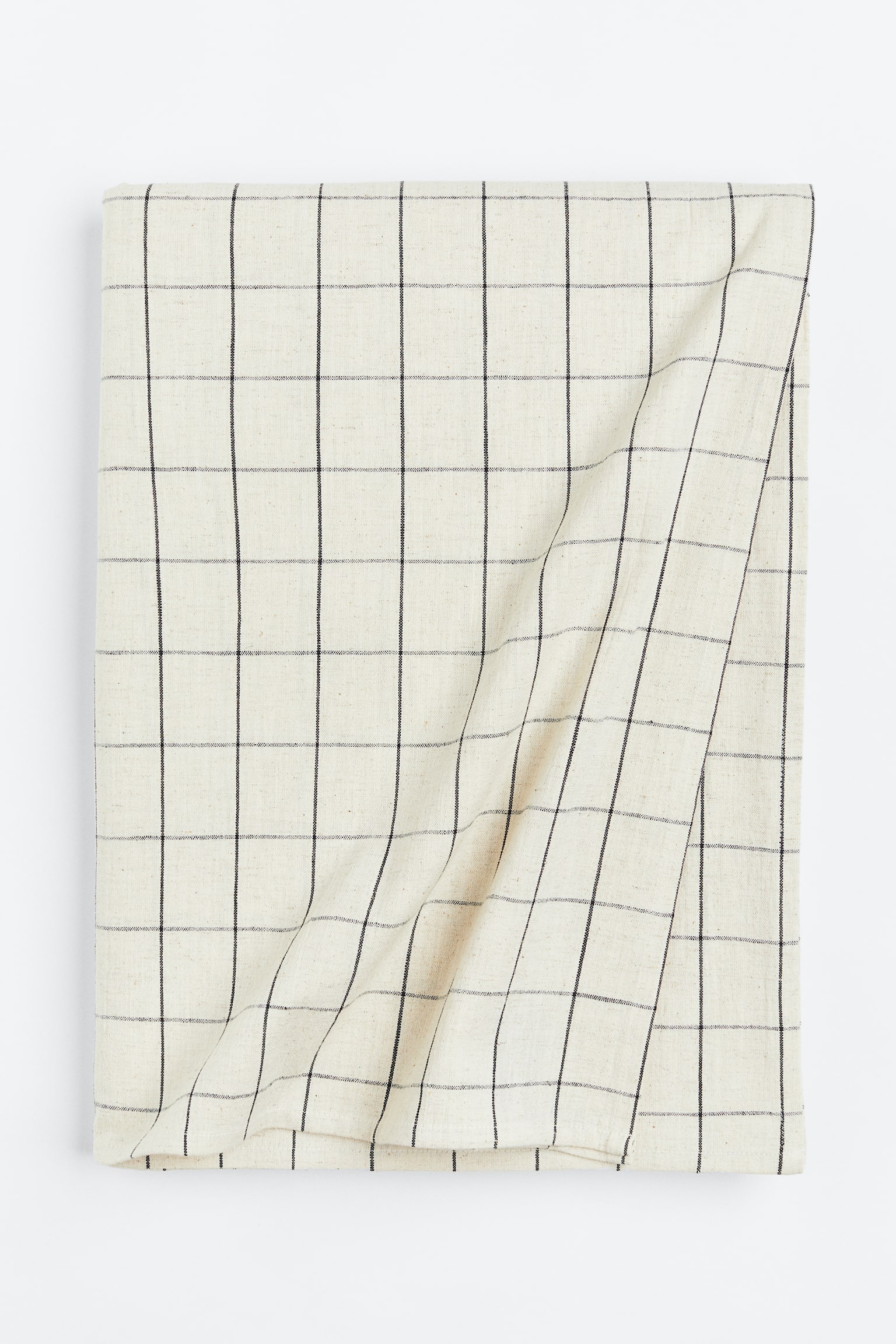 Patterned tablecloth - Light beige/Grey checked - 1