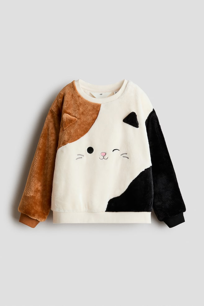 Motif-detail pile sweatshirt - Light beige/Squishmallows/White/Hello Kitty/White/Cinnamoroll - 1