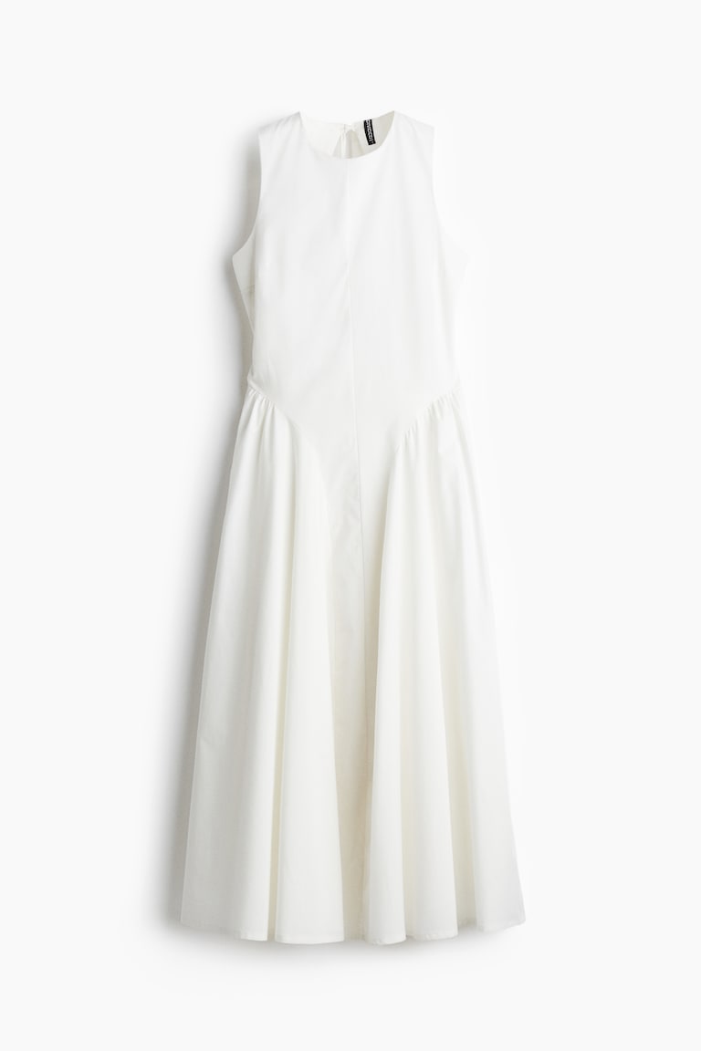 cotton poplin dress h&m Women's Black Tie-Back Poplin Dress