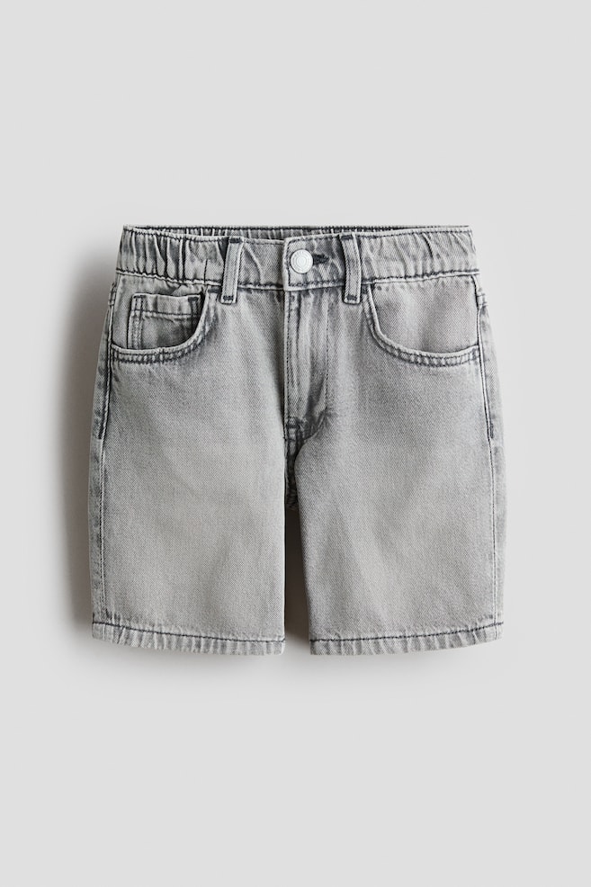 Calções em ganga Loose Fit - Cinzento denim/Branco/Azul denim claro/Azul denim claro - 1
