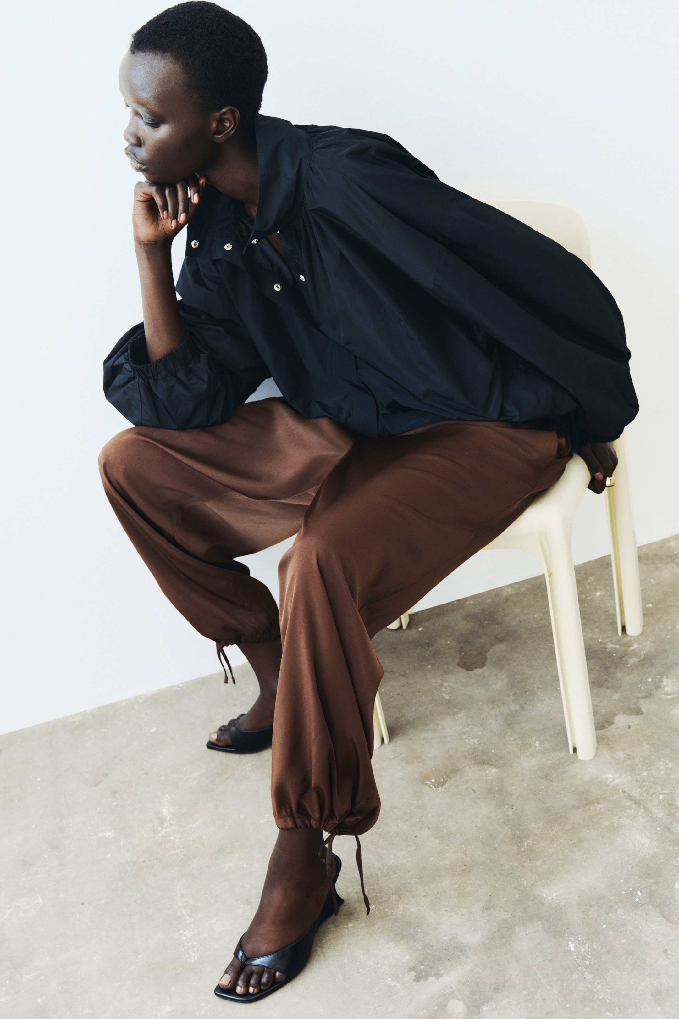 Drawstring-Detail Balloon-Leg Pants
