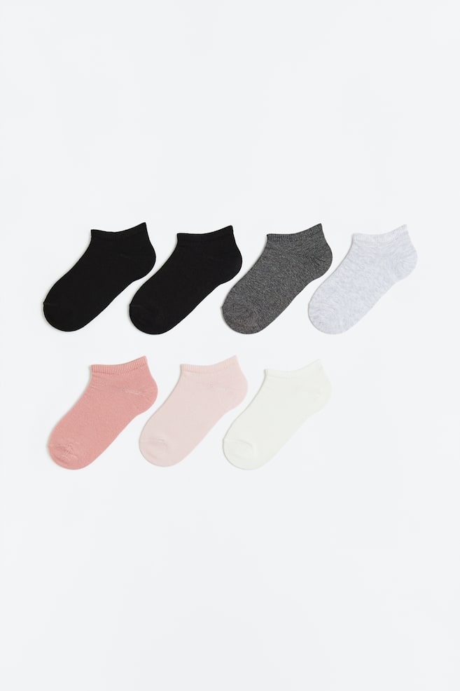 7-pack trainer socks - Light grey/Old rose/Black/White/Yellow/Pink - 1