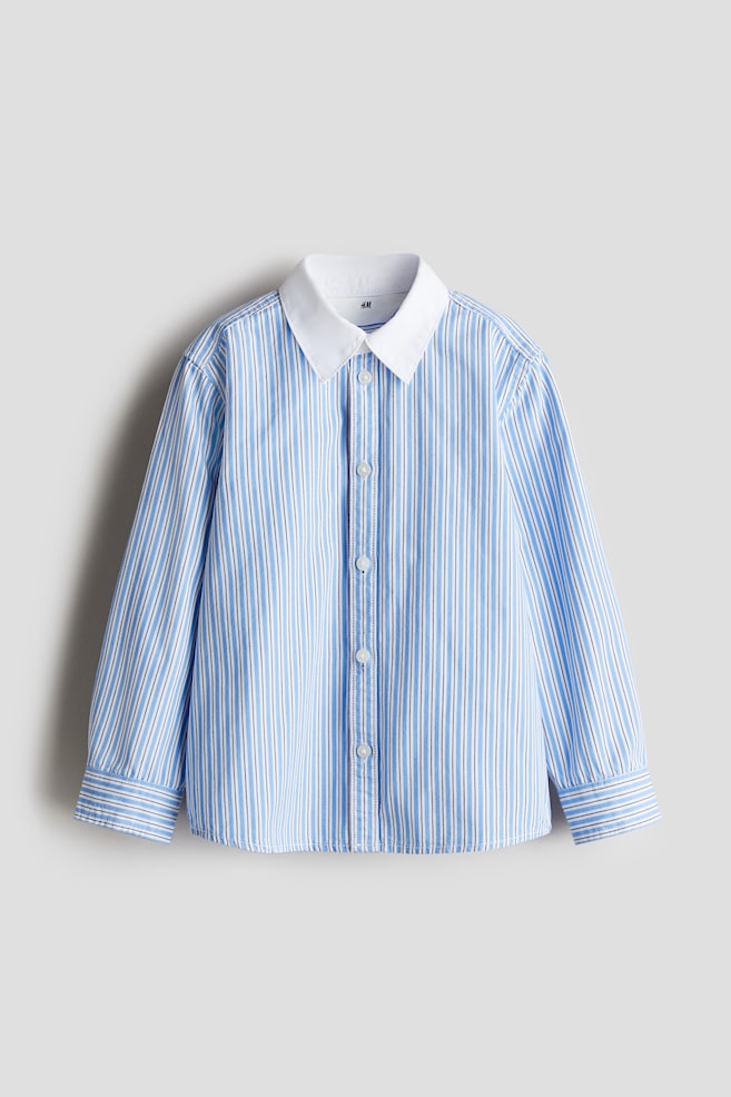 Camicia in popeline di cotone - Blu - 1