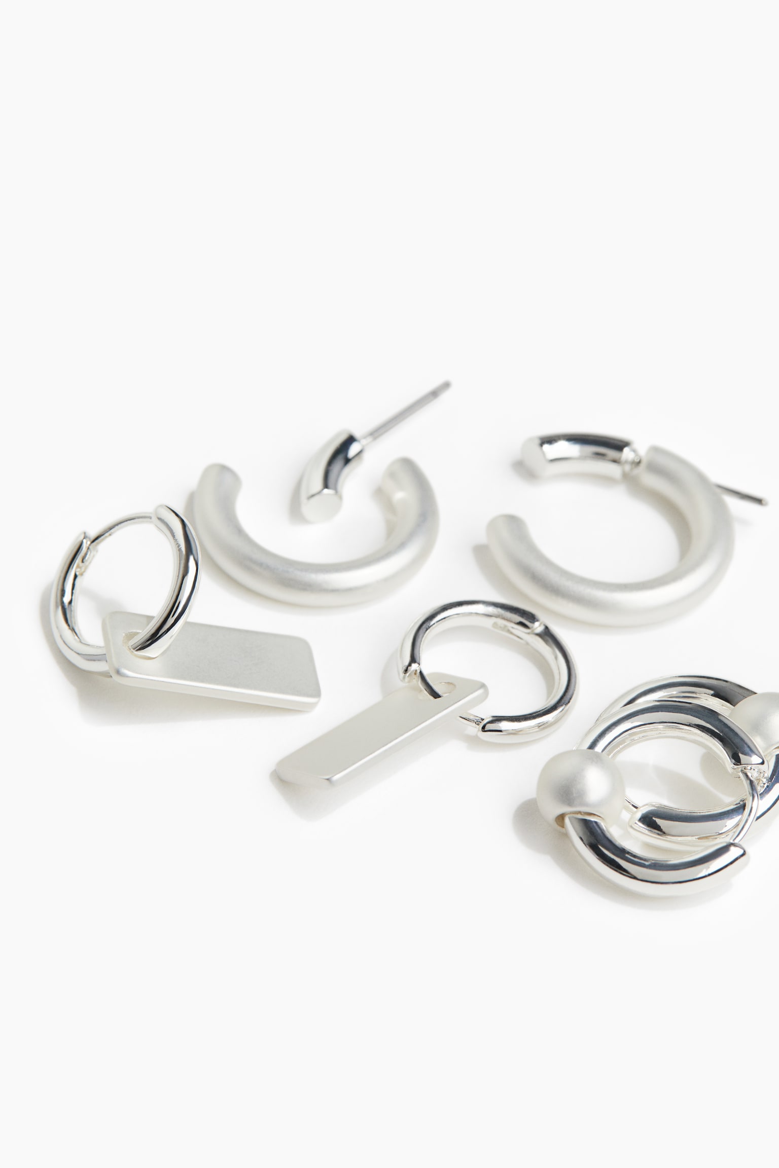 3 pairs hoop earrings - Silver-coloured - 2