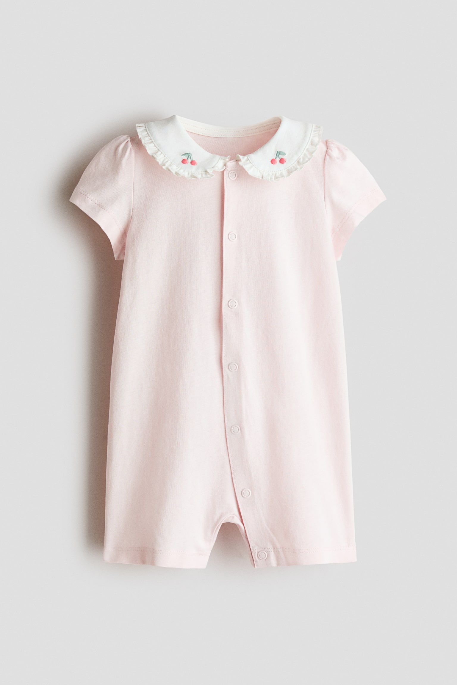 Pyjama en coton avec col - Rose clair/Blanc/fleuri