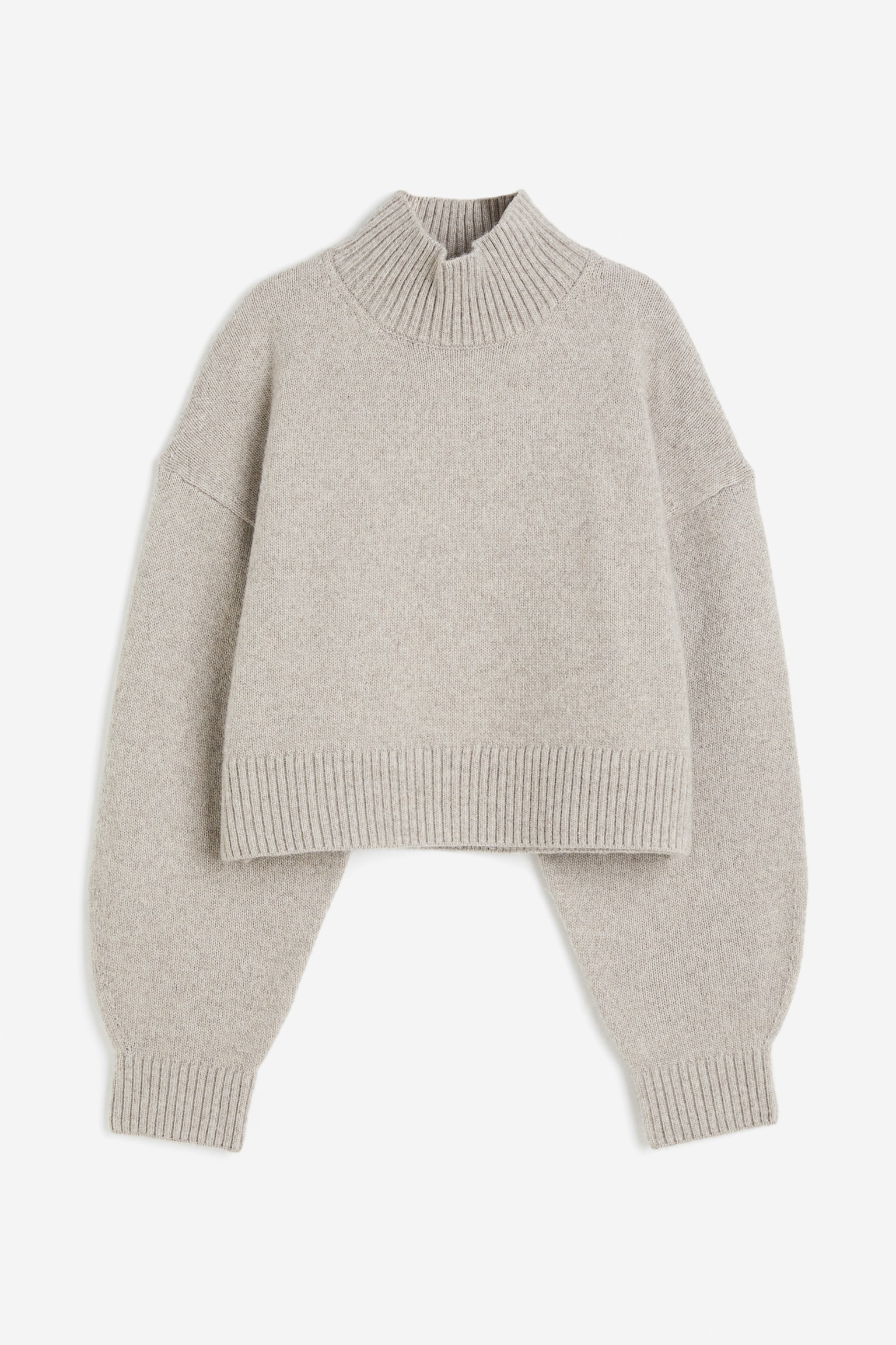 Oversized Pullover mit Turtleneck - Helles Greige