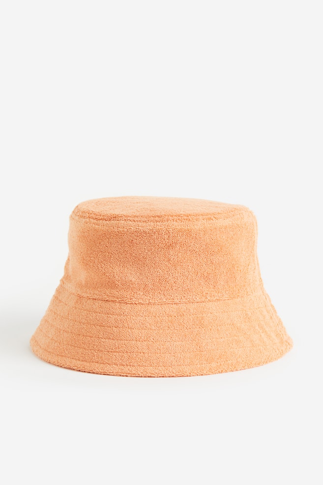Bucket Hat aus Frottee - Hellorange/Cremefarben - 1