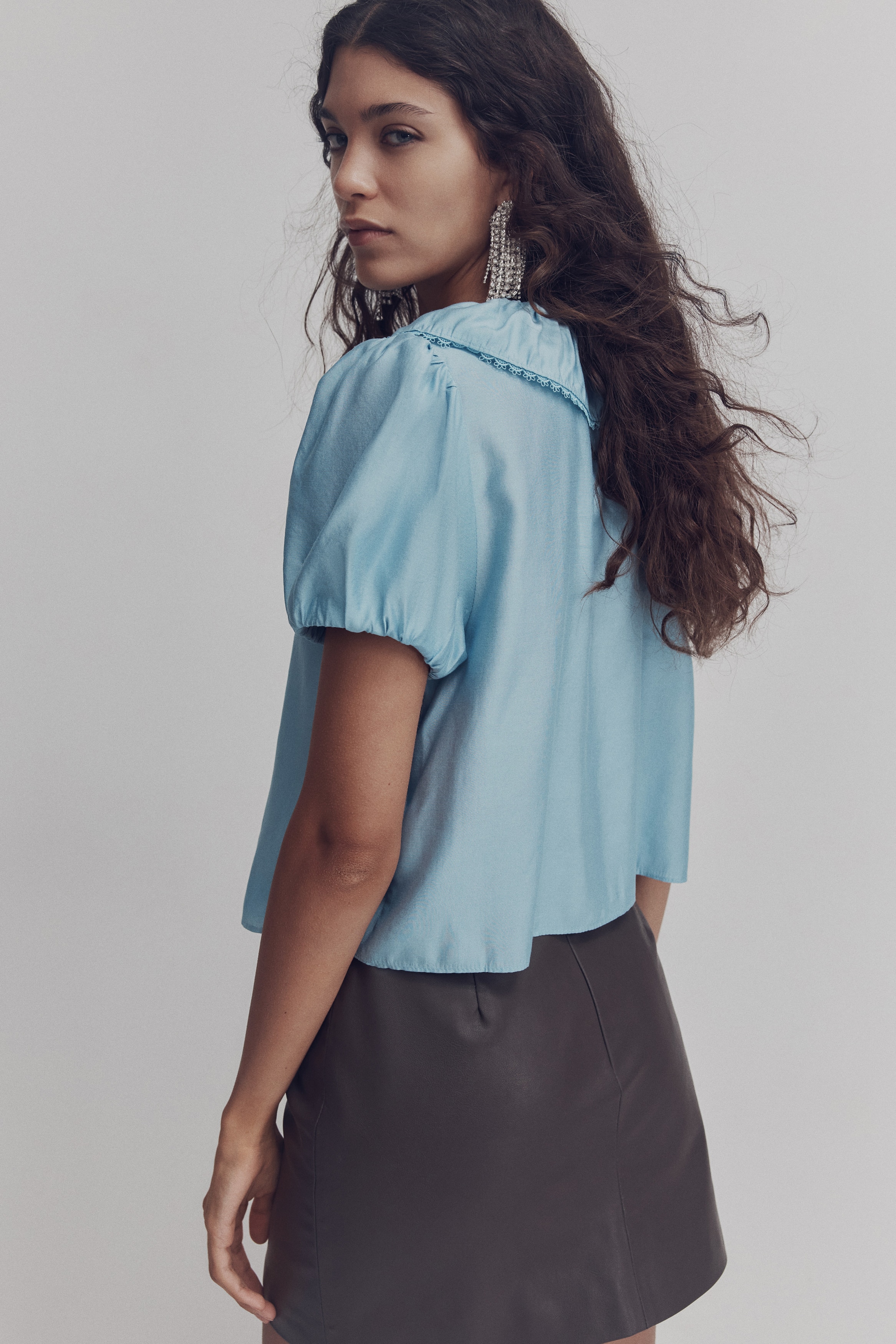 Tie-front blouse