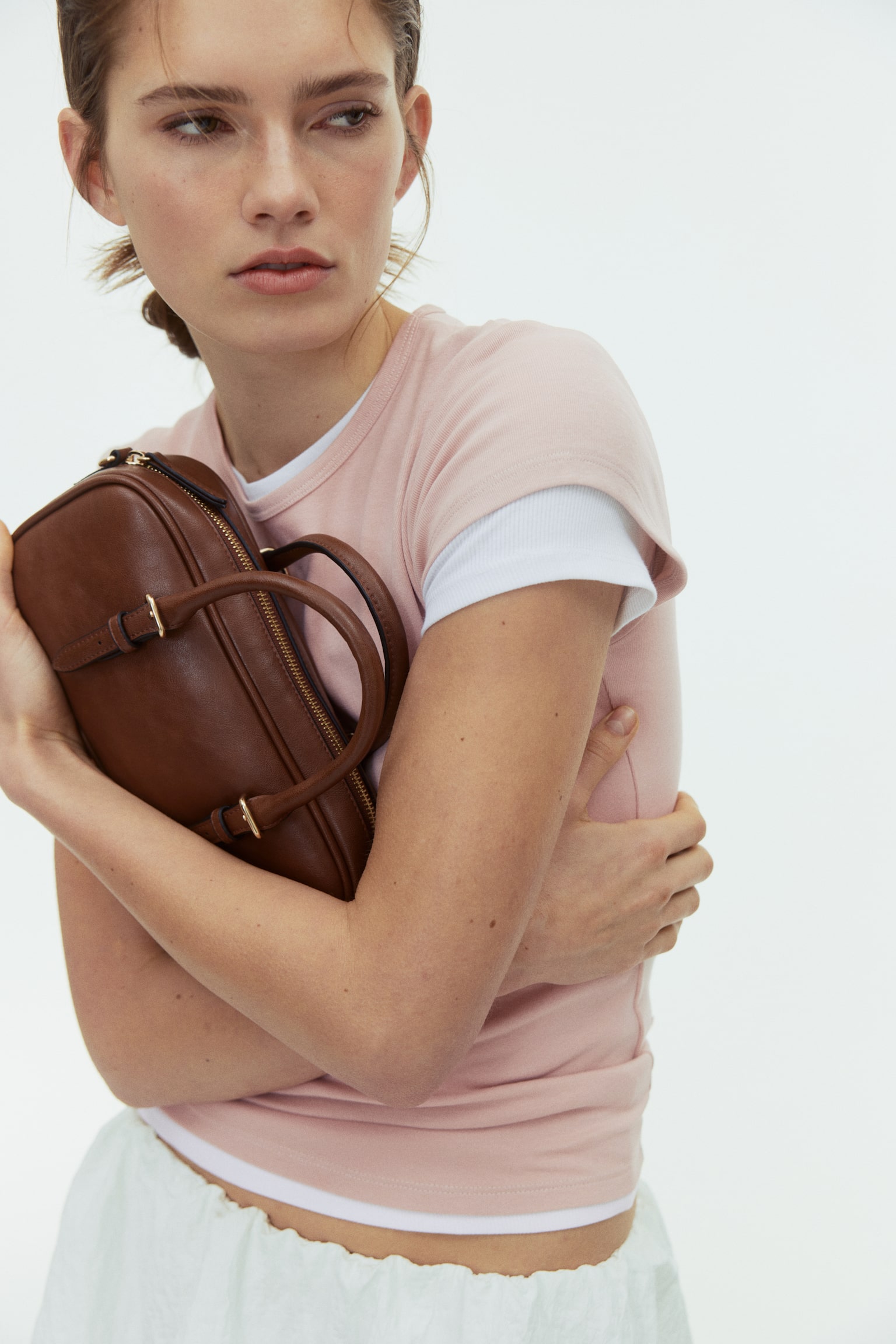 Cotton T-shirt - Dusty pink/White/Greige - 4
