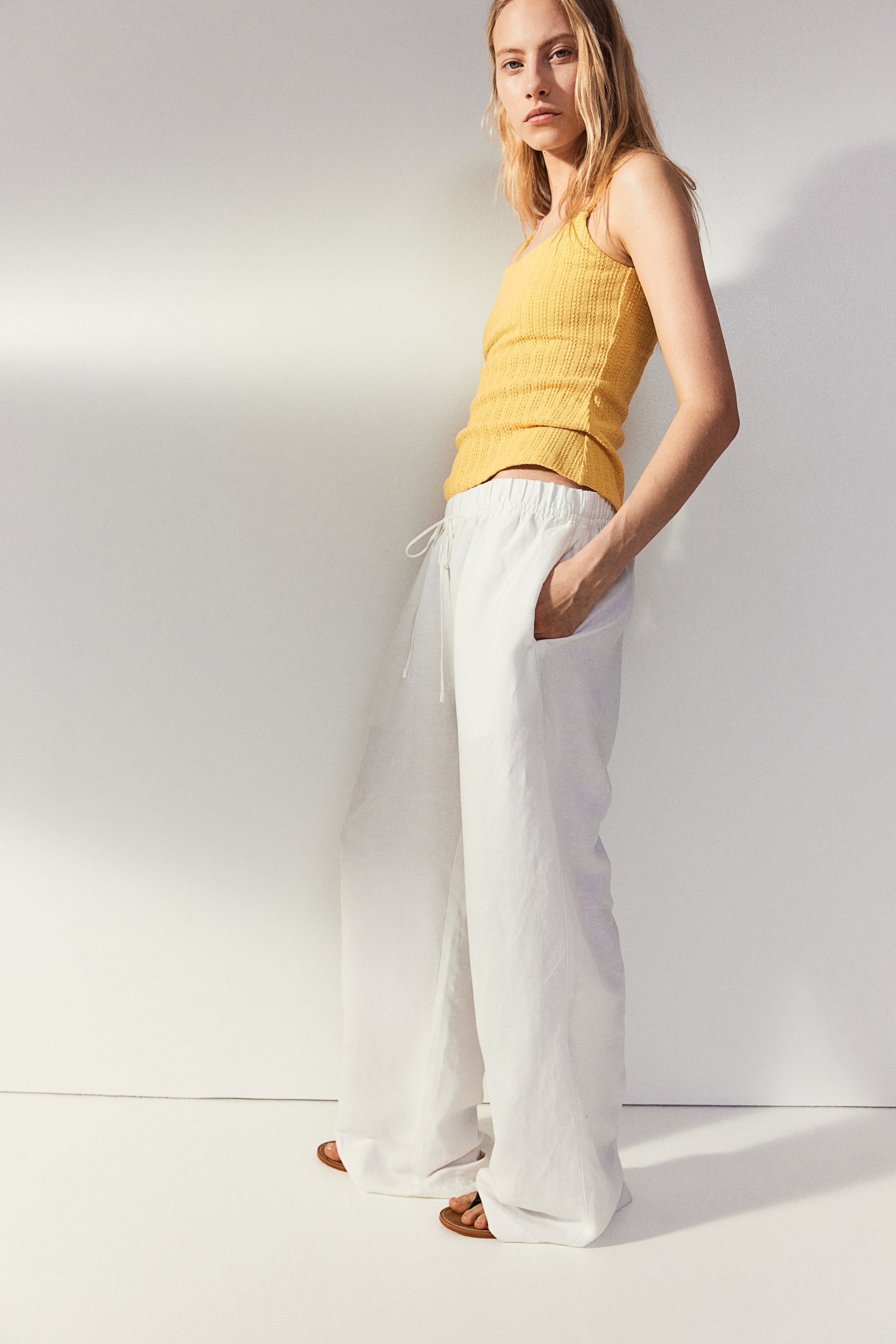 Pointelle-knit Camisole Top - Yellow - Ladies | H&M US