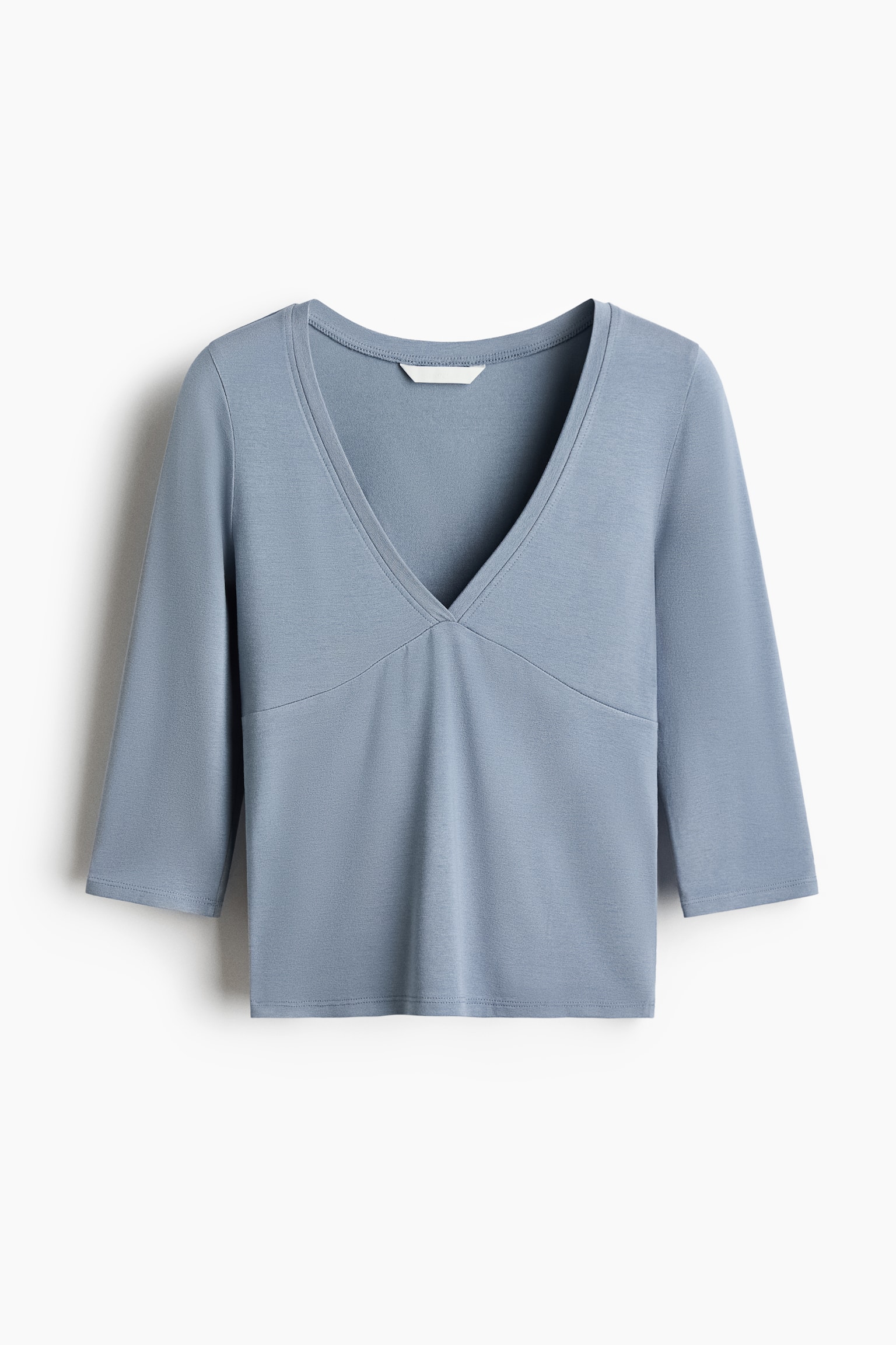 Top de viscosa con escote en V - Azul empolvado/Marrón oscuro/Negro