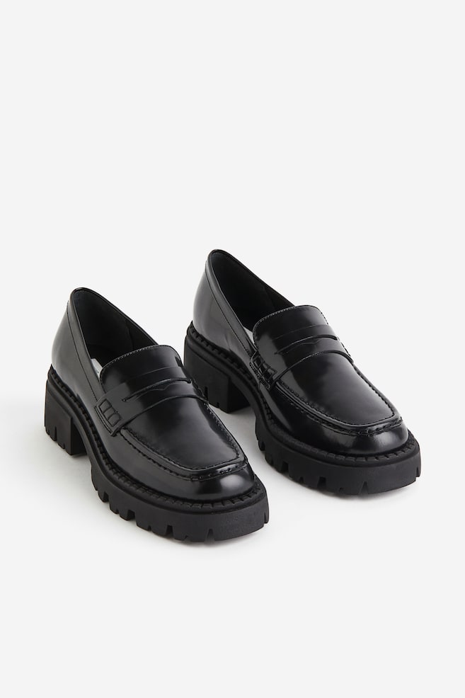 Chunky leather loafers - Black - 2
