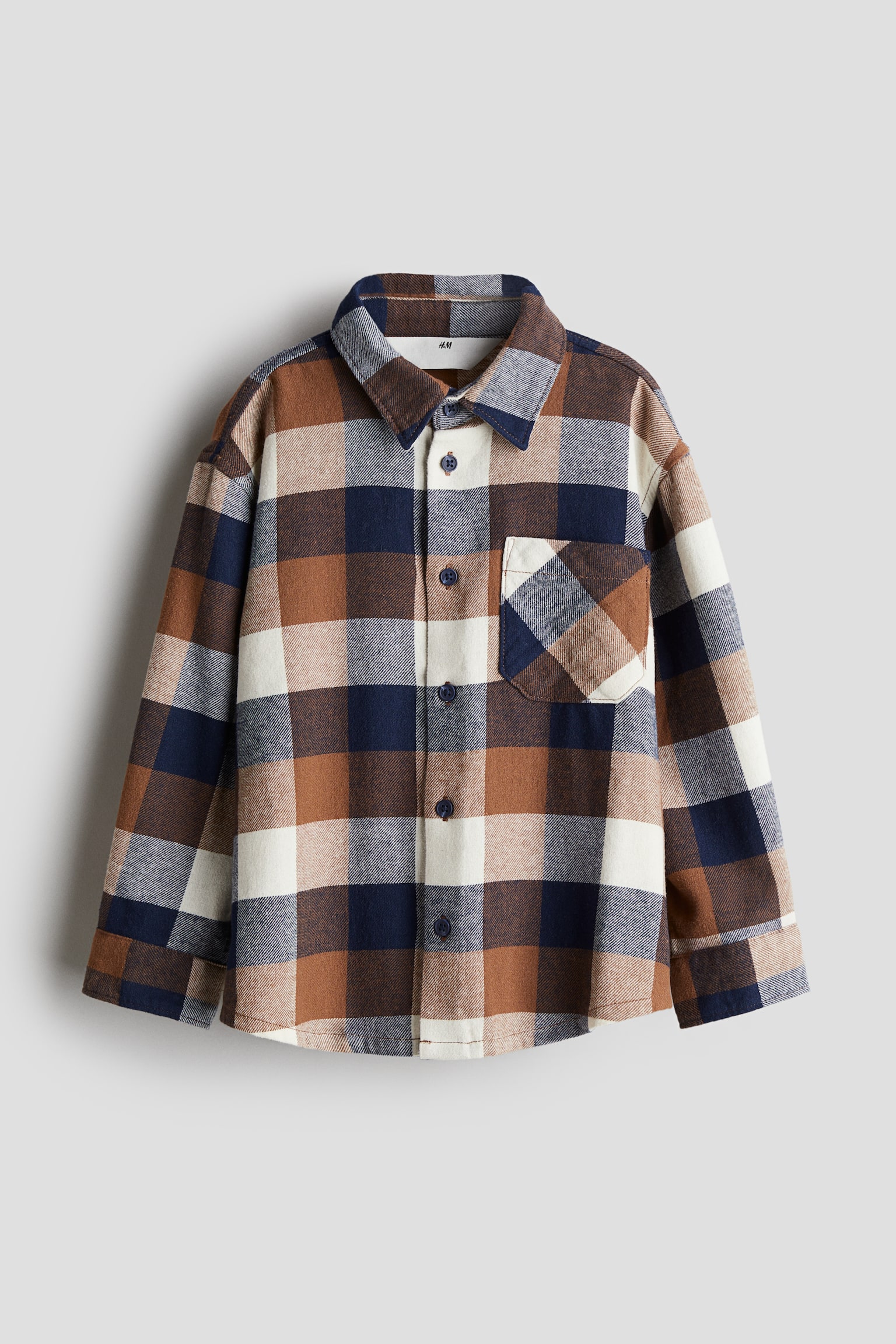 Cotton flannel shirt - Brown/Checked - 1