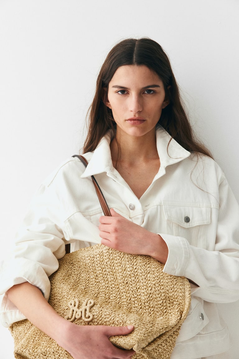 Bolso shopper de paja Beige/Marrón MUJER H&M ES