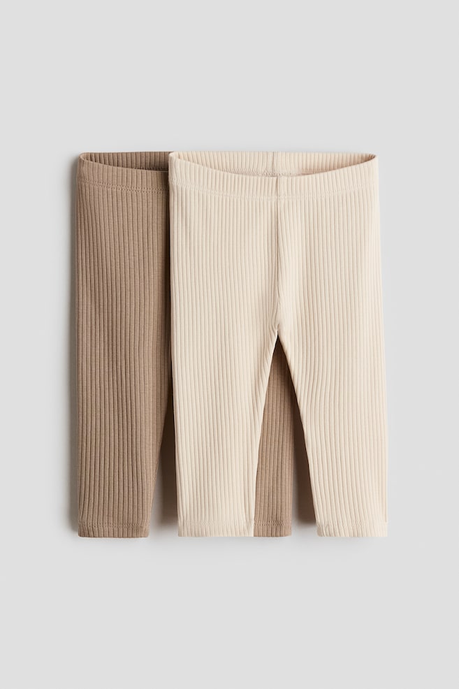 Legginsy 2-pak - Szarobeżowy/Kremowy/Jasny zakurzony róż/Beżowy/Jasnoniebieski/Serca/Jasnozielony/Ciemnoszary/Różowy/Jasnoróżowy/Jasnoróżowy/Biały - 1