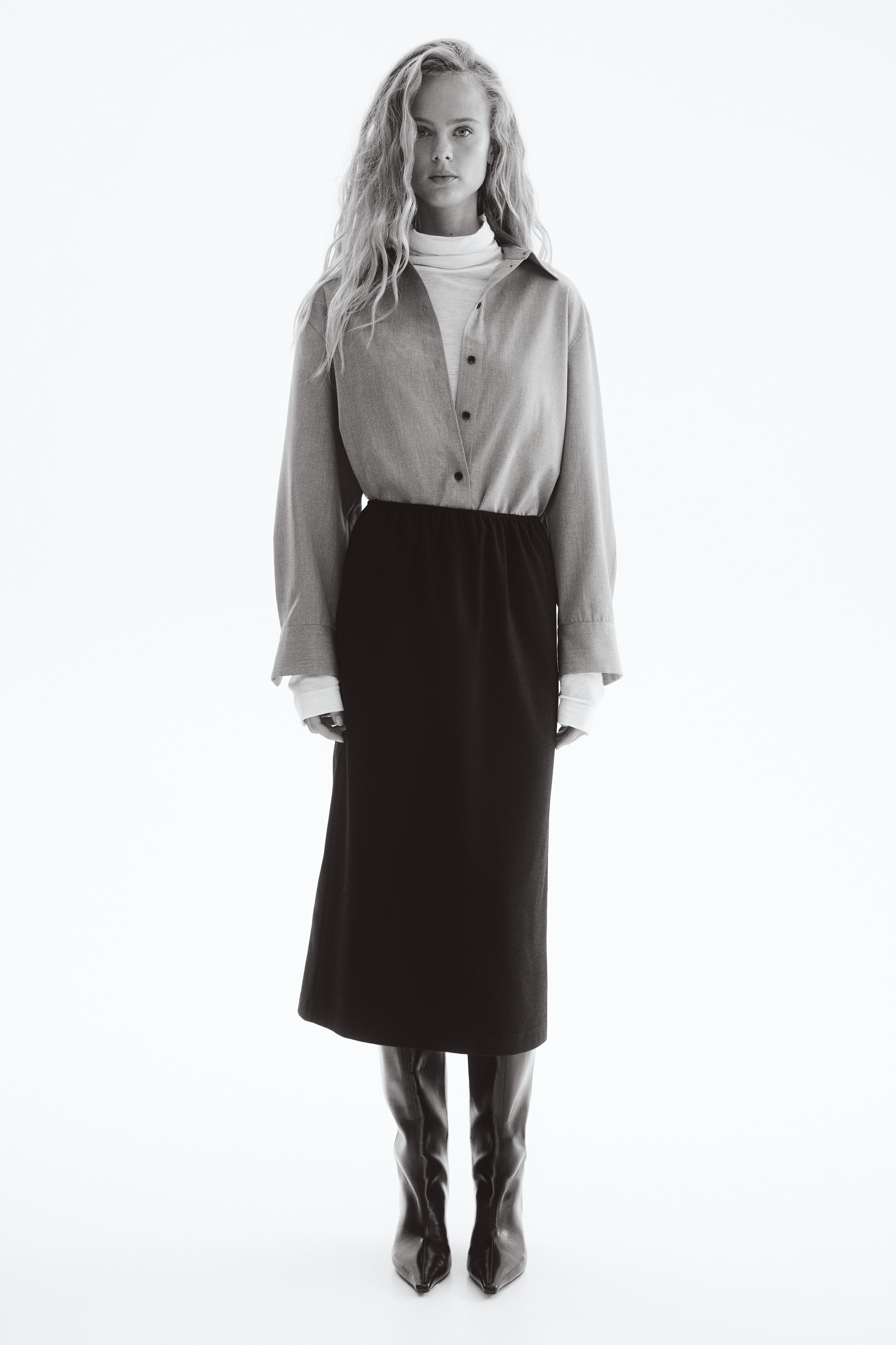 H & M - ミディスカート - ブラック