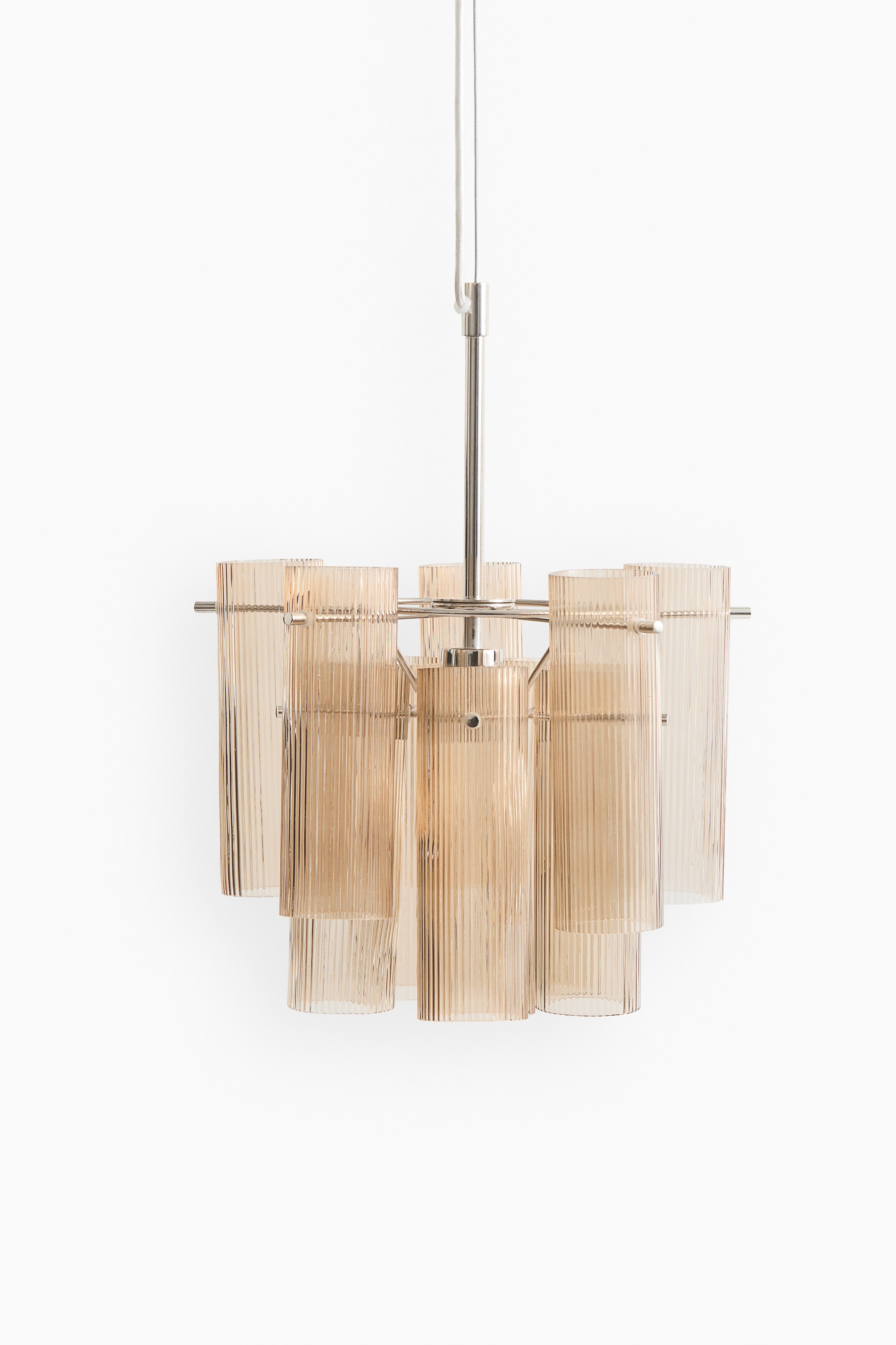 Chandelier-Style Pendant Lamp - Silver-colored/beige