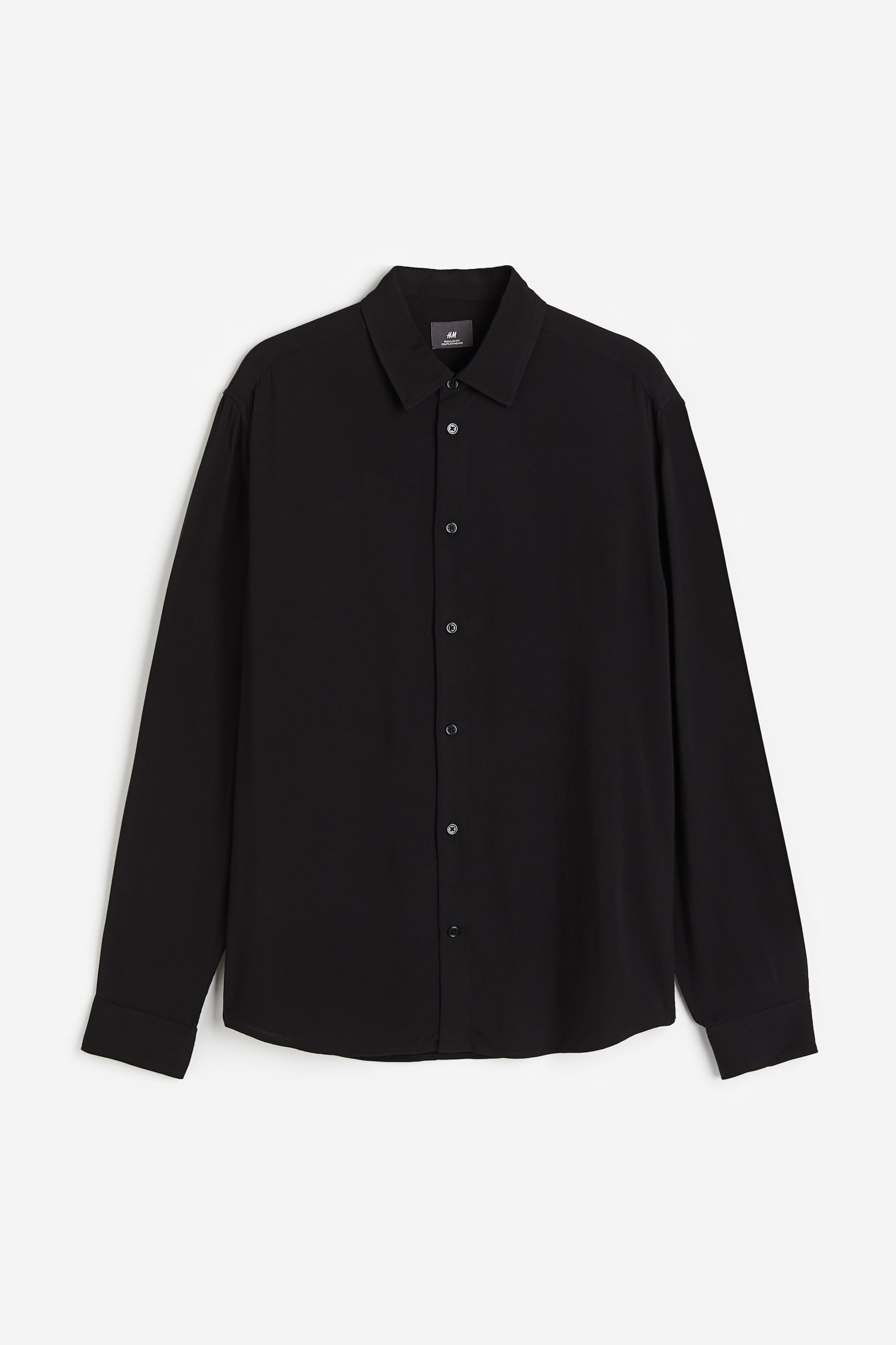 Regular Fit Viscose Shirt - Black/Cream - 1