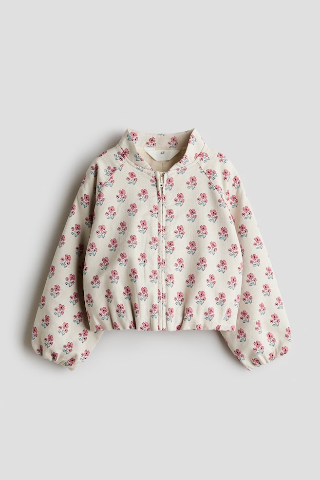 Patterned Cotton Jacket - Light beige/floral - 1