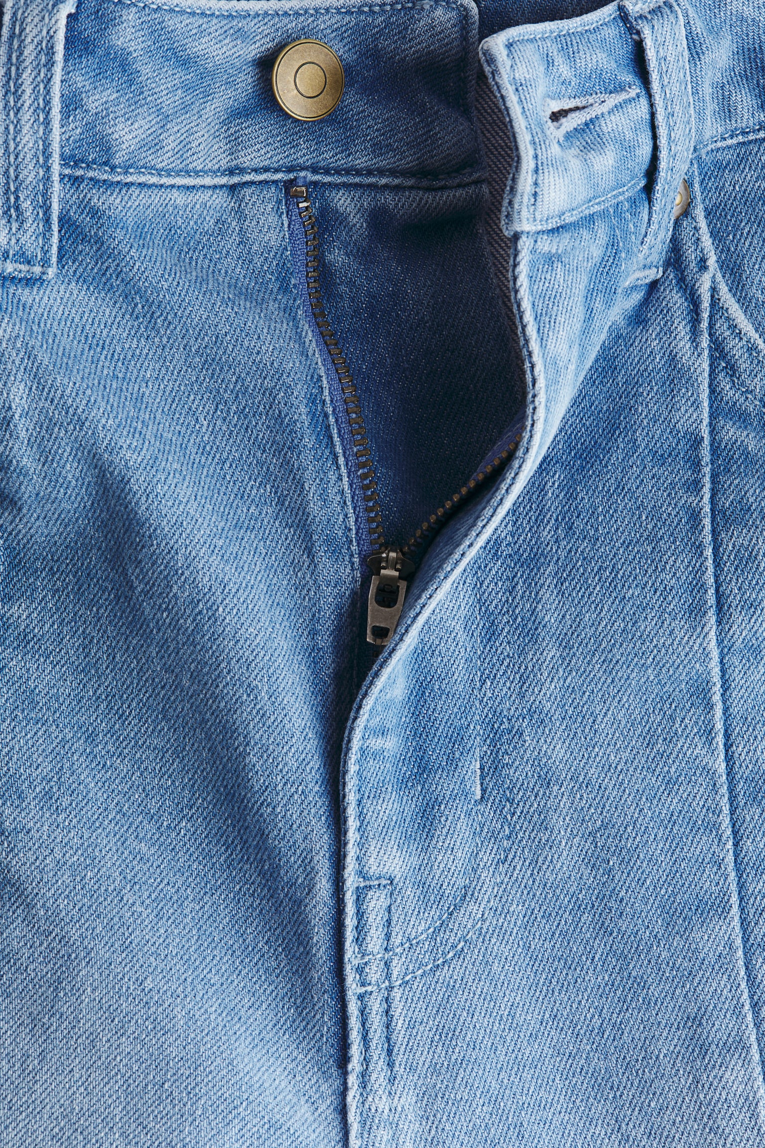 喇叭中腰牛仔褲 - 淺丹寧藍/丹寧藍 - 3