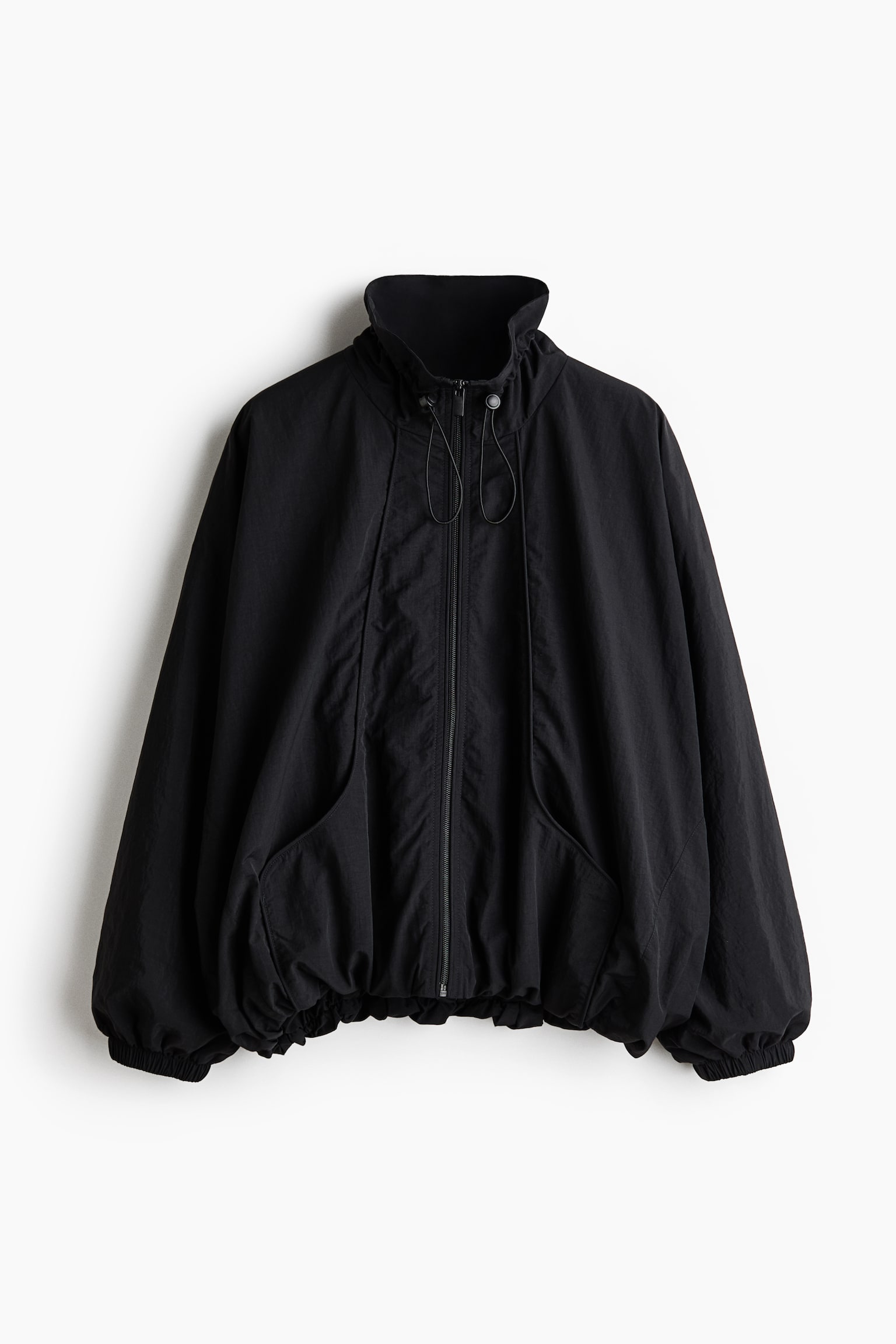 Oversized Nylon Jacket - Black/Light beige - 1
