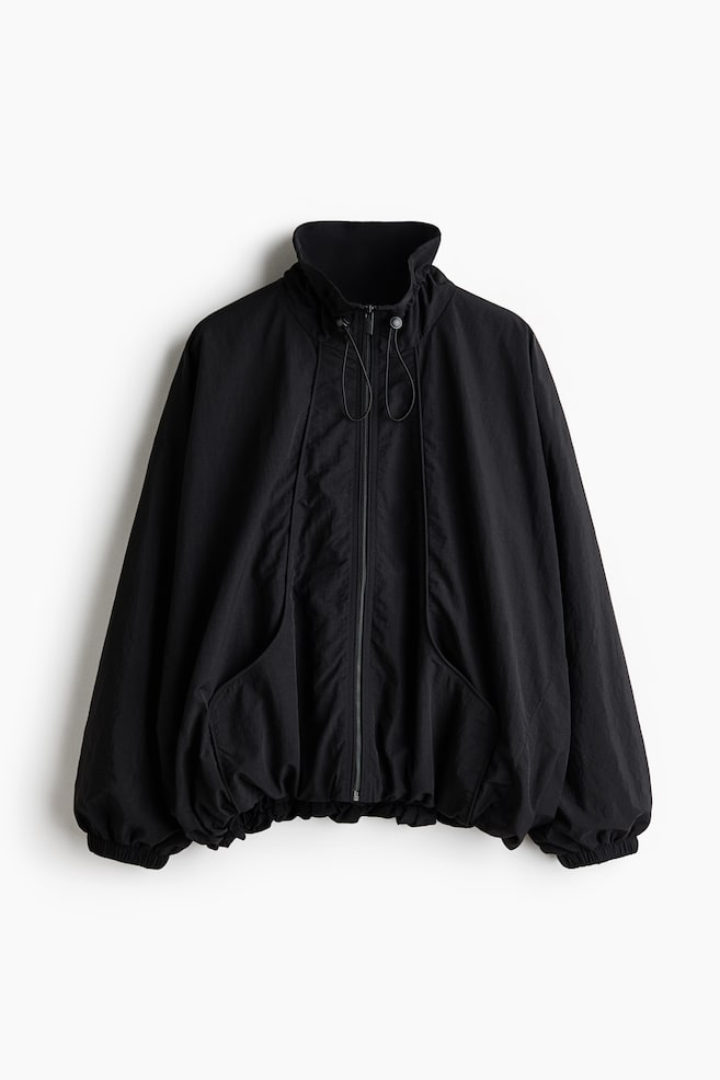 Oversized Nylon Jacket - Black/Light beige - 1