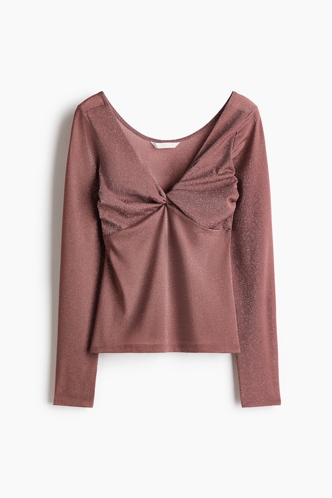 Glittery twist-detail top - Old rose/Black - 1