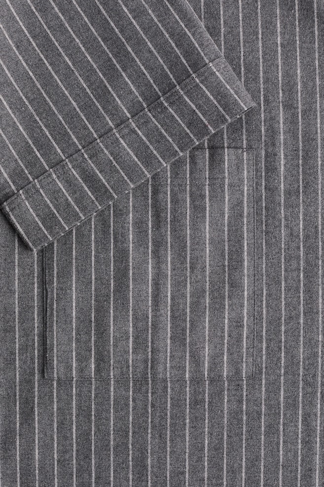 Flannel Robe - Dark gray/striped - 3