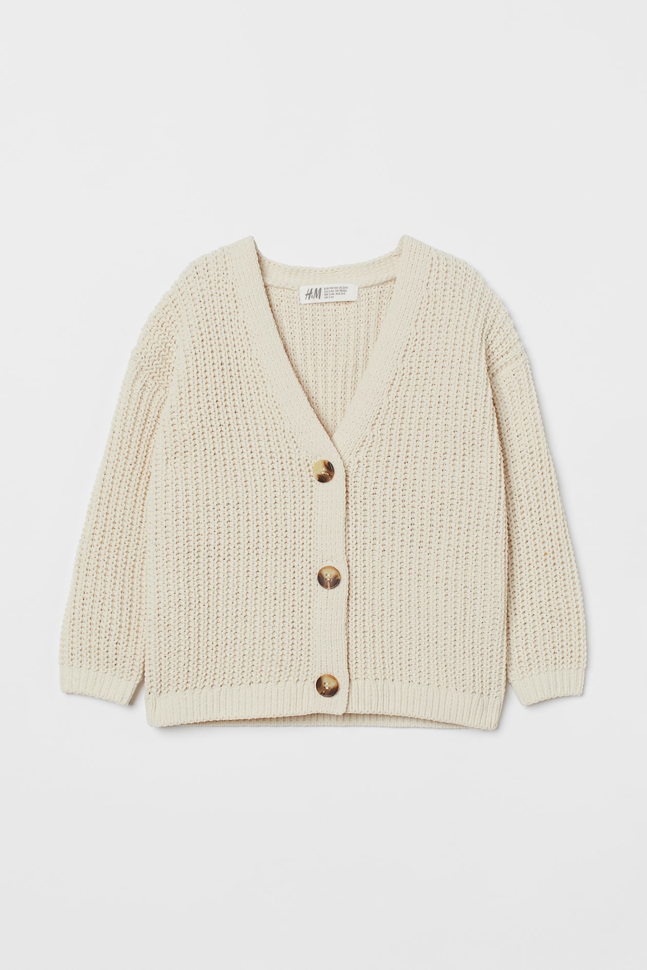 Oversized cardigan - V-neck - Long sleeve - Light beige - Kids | H&M GB