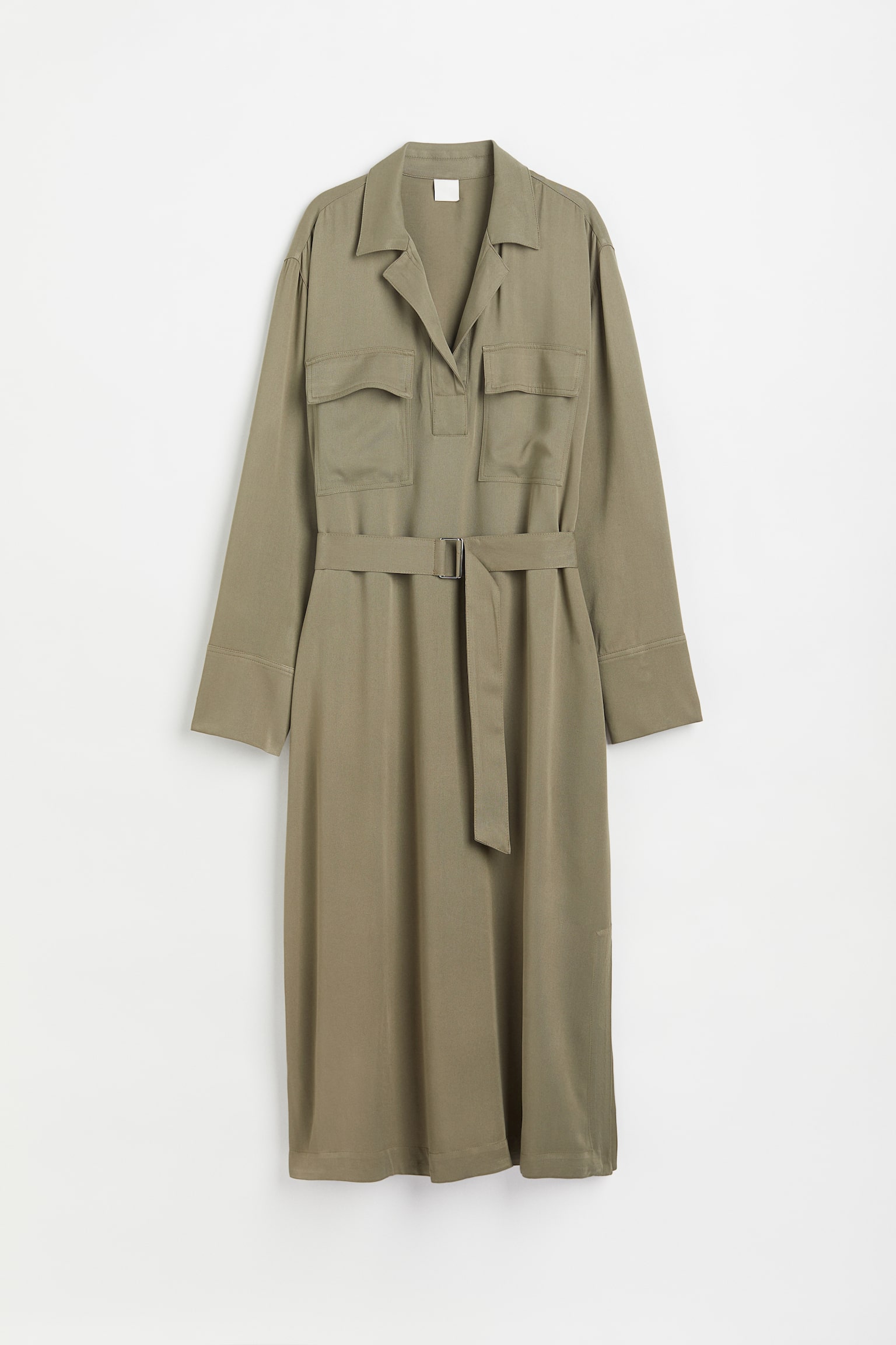 Chemisier con cintura - Verde kaki