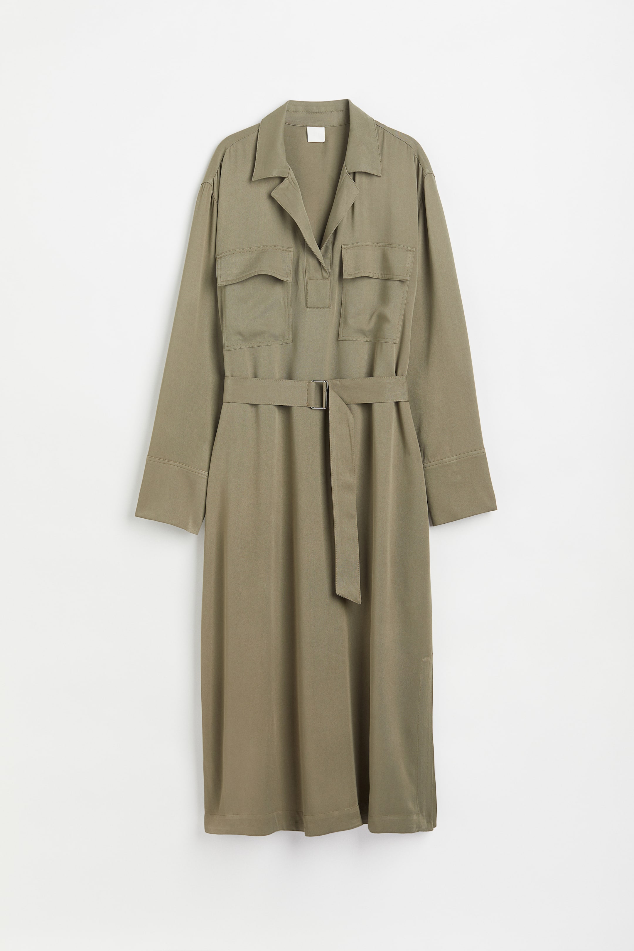 Zobrazit větší obrázek: Košilové šaty s páskem - Khaki zelená - ŽENY | H&M CZ 1