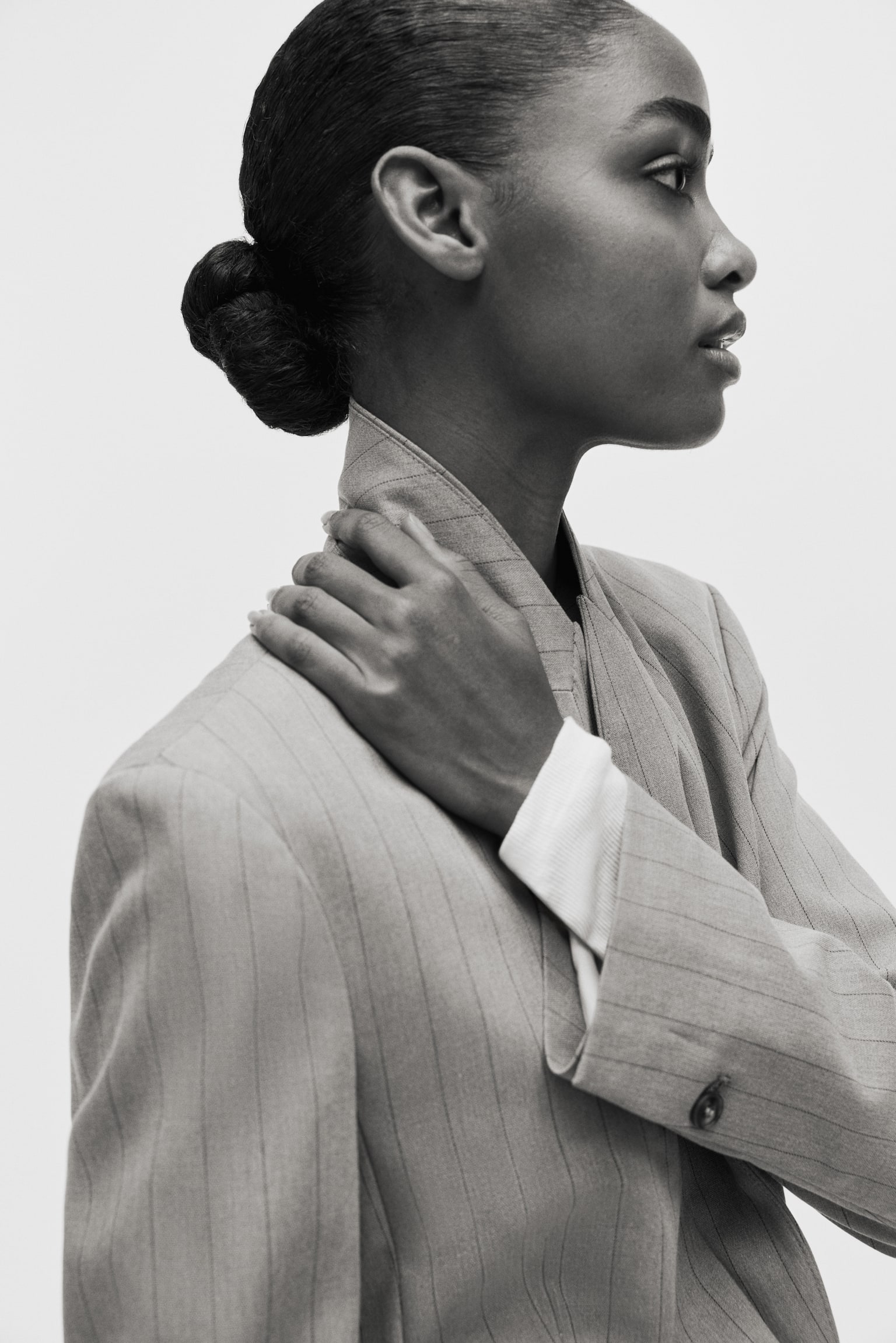 Single-breasted blazer - Beige/Pinstriped/Pink/Black - 1