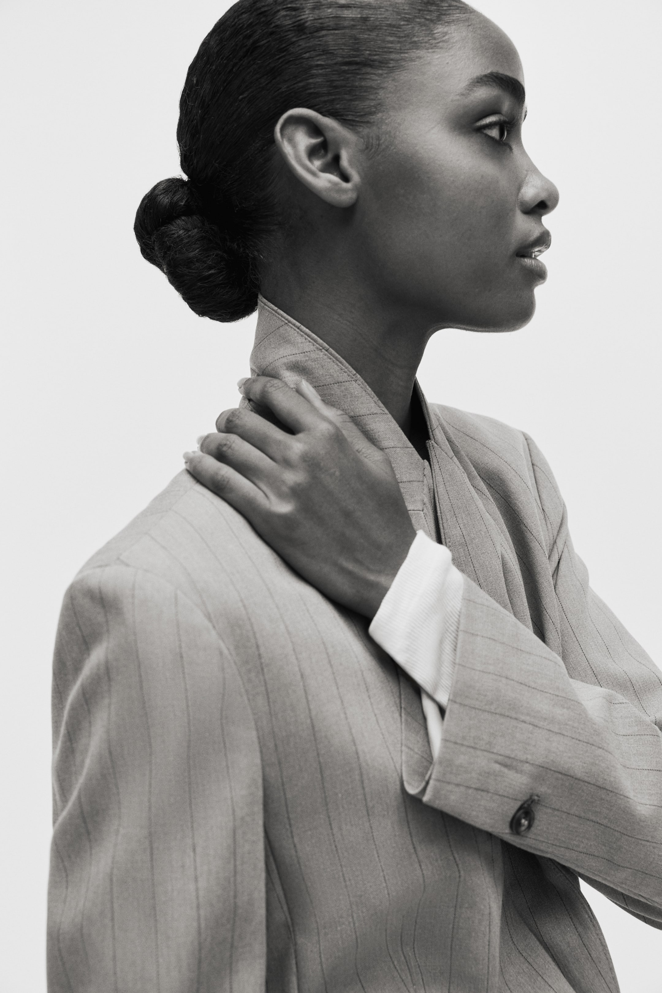 Ver imagen más grande: Americana de botonadura sencilla - Beige/Raya diplomática - MUJER | H&M ES 1