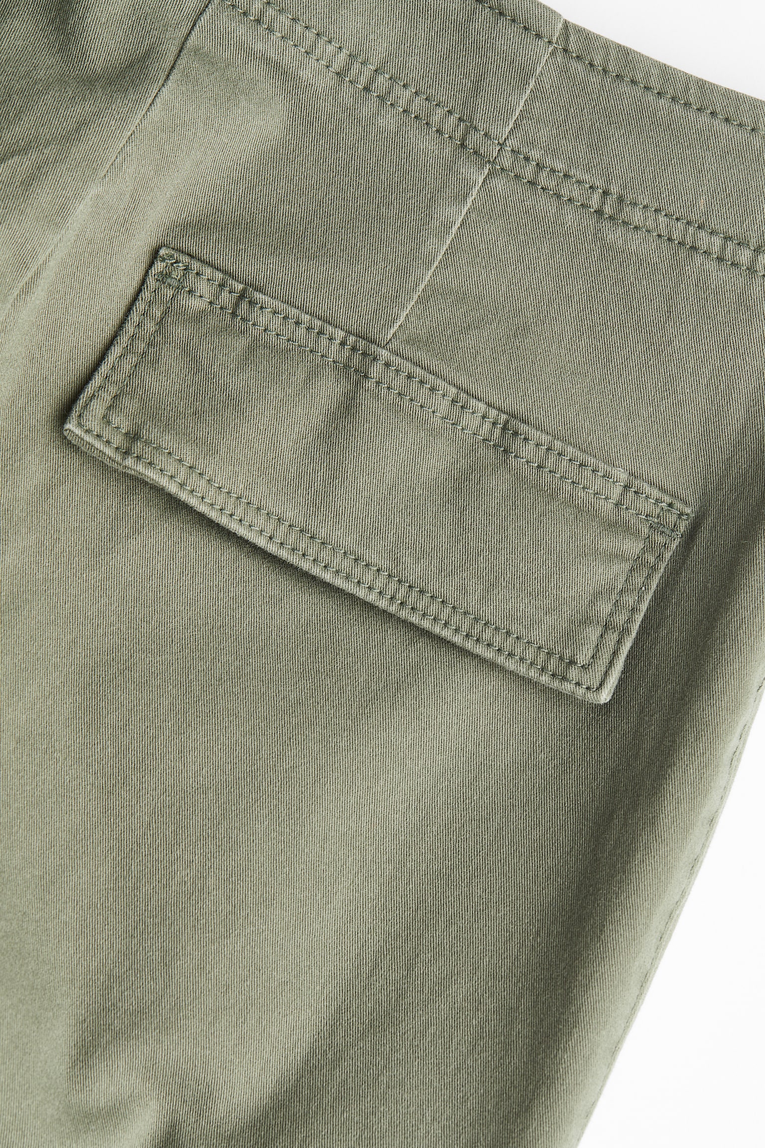 Cotton twill cargo trousers - Khaki green/Light beige/Black - 2