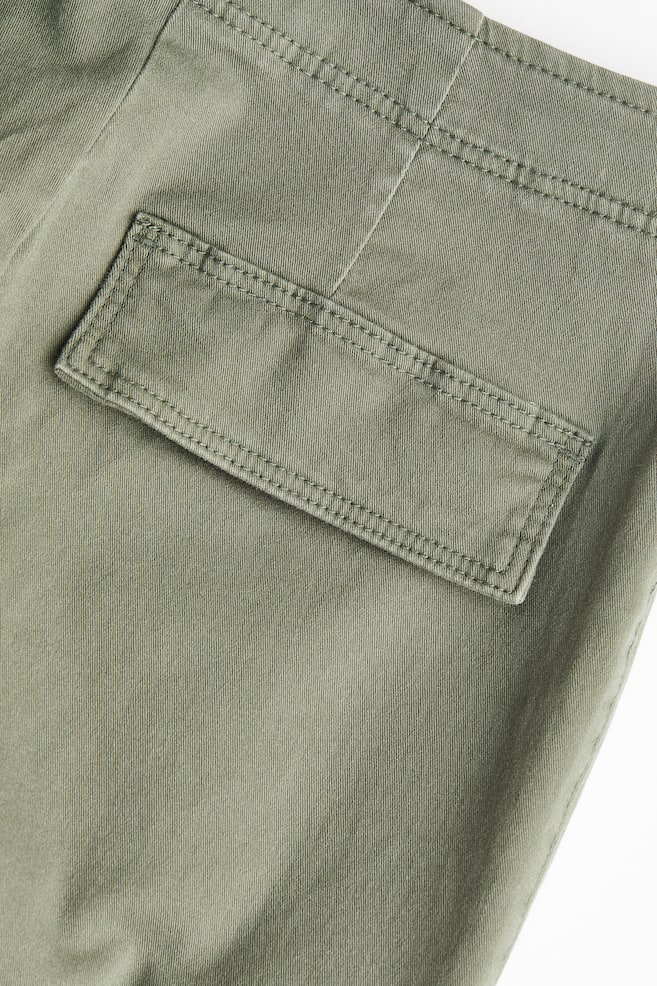 Cotton twill cargo trousers - Khaki green/Black/Light beige - 4