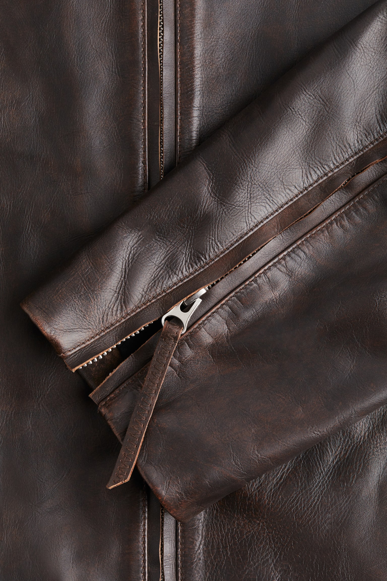 Leather biker jacket - Dark brown - 5