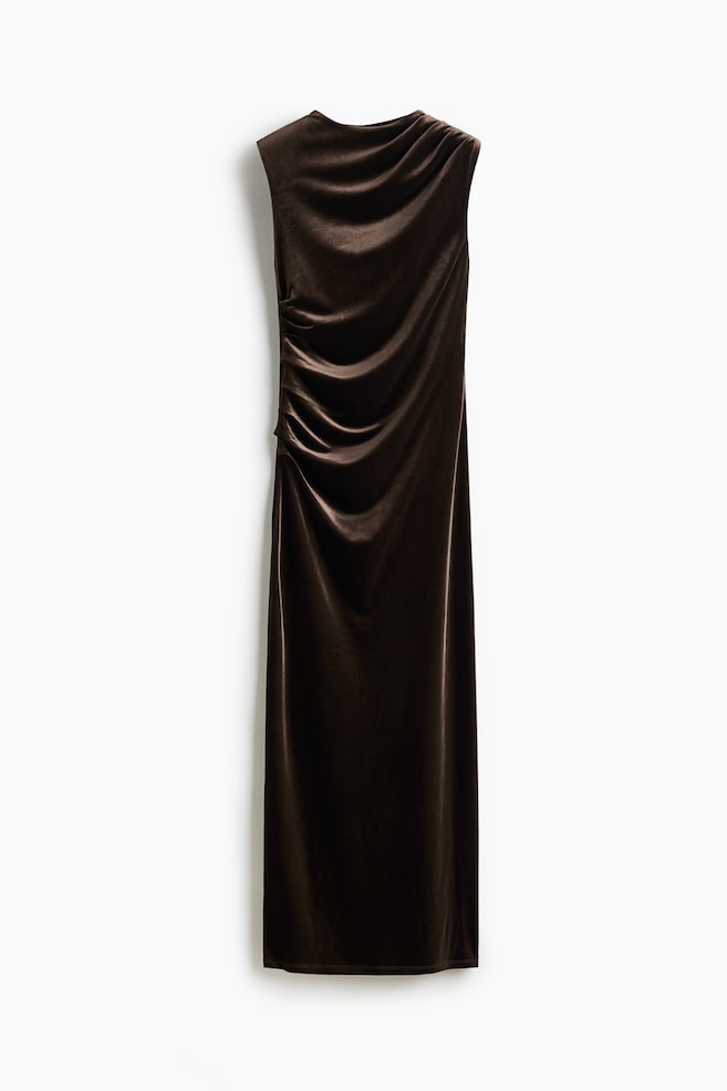 Vestido sin mangas en velour - Marrón oscuro - 1