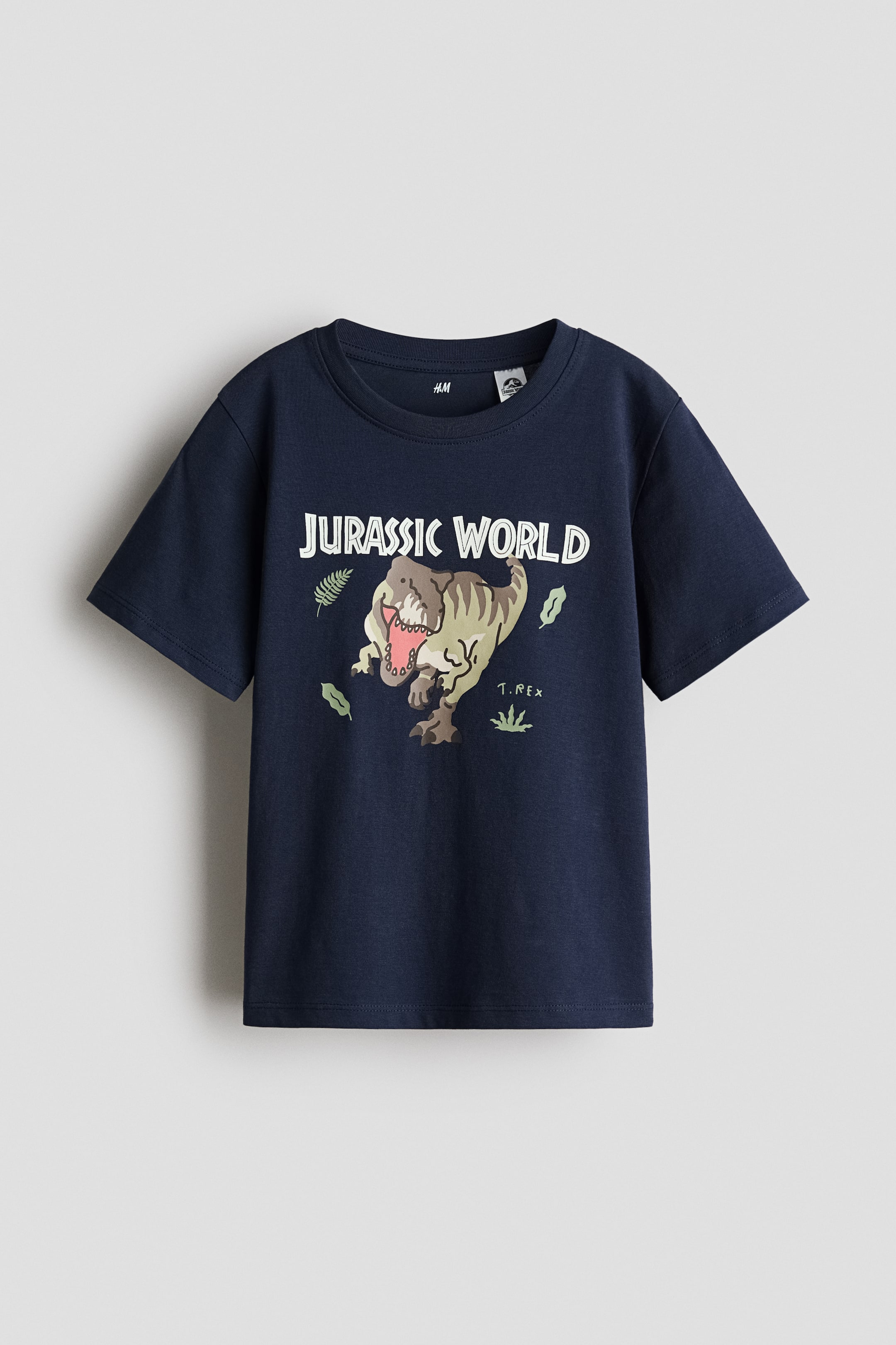 View larger image: Print-motif cotton T-shirt - Navy blue/Jurassic World - Kids | H&M SG 5