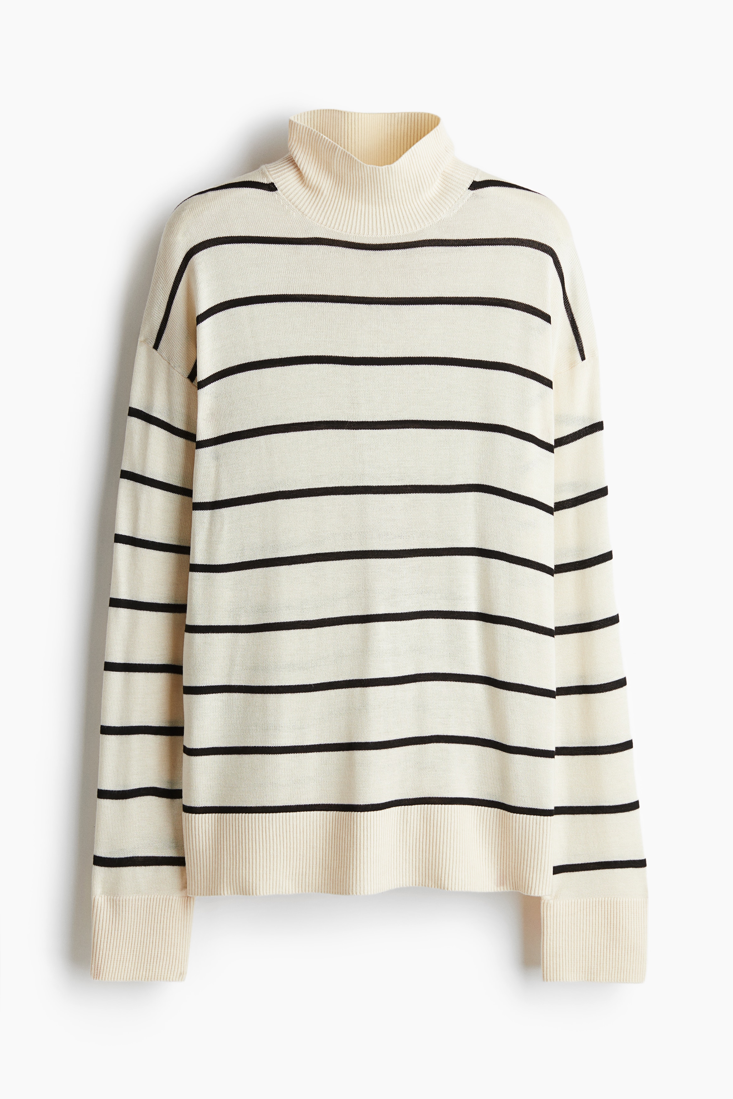 H & M - ファインニット ハイネックセーター - ベージュ