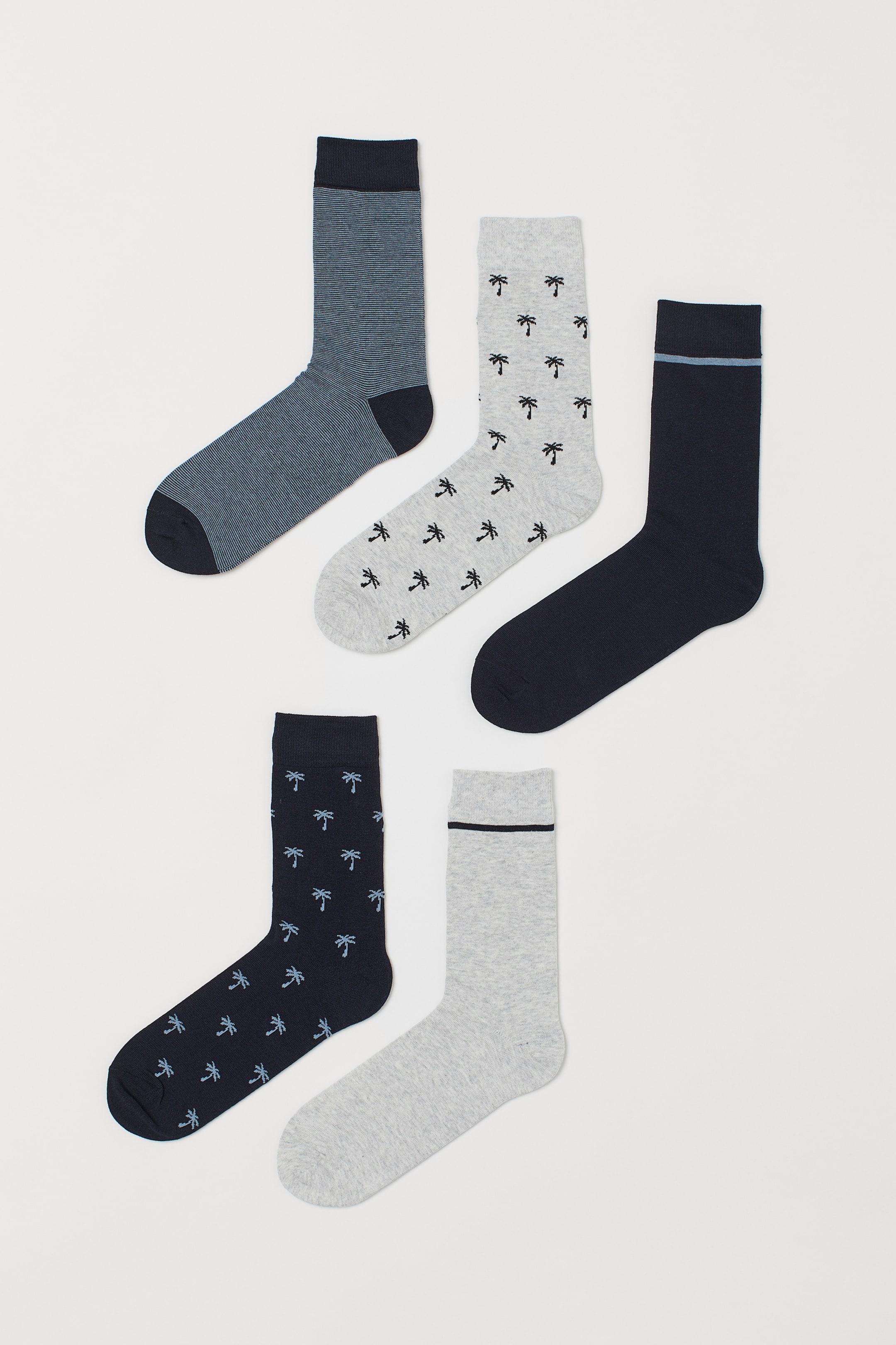 Agrandir l'image: Chaussettes, lot de 5 paires - Bleu foncé/palmiers - HOMME | H&M FR 1