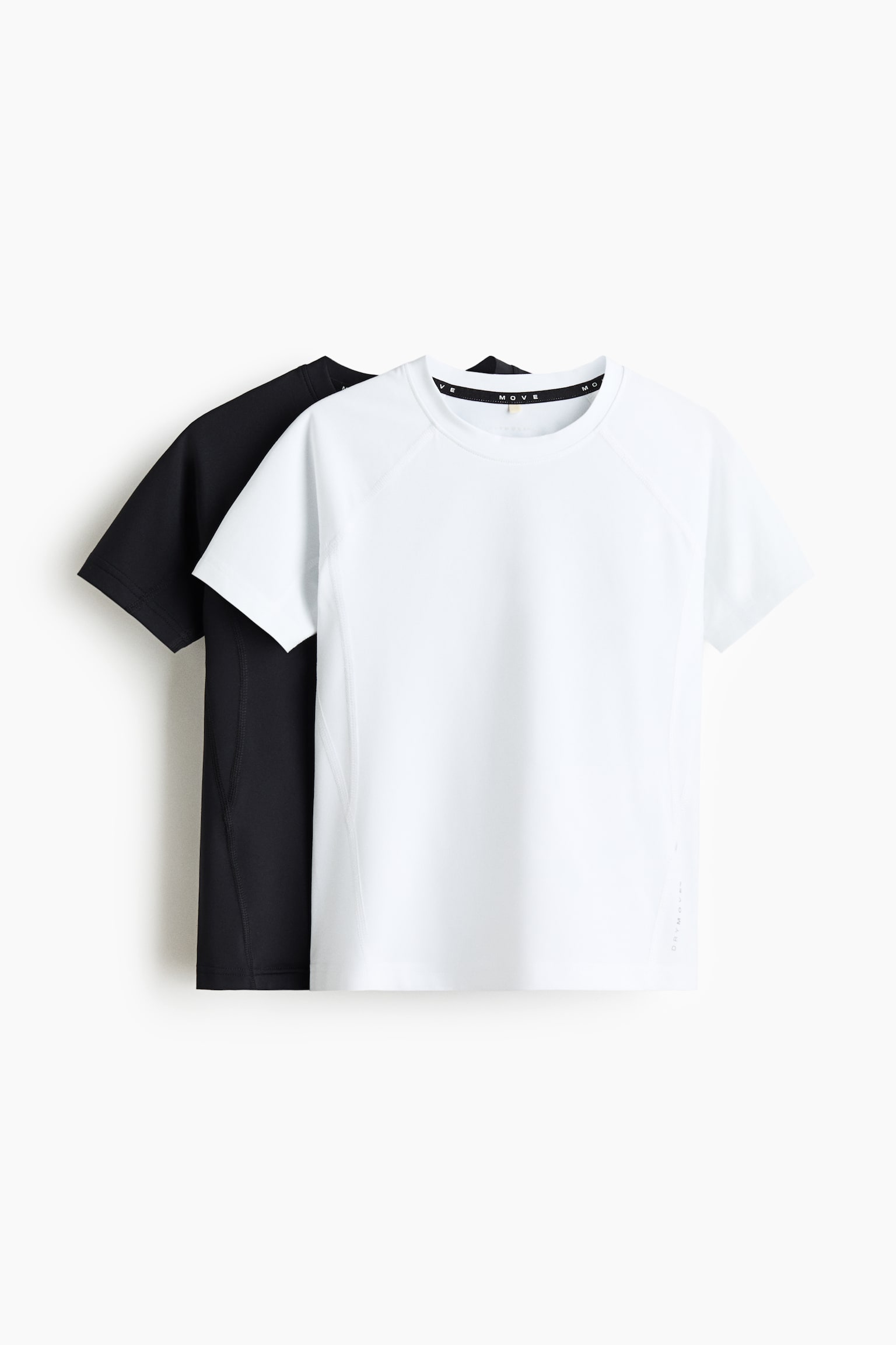 Детские футболки H&M 2-Pack Sports T-Shirts with DryMove™, цвет: Чёрный / Белый — фото 1