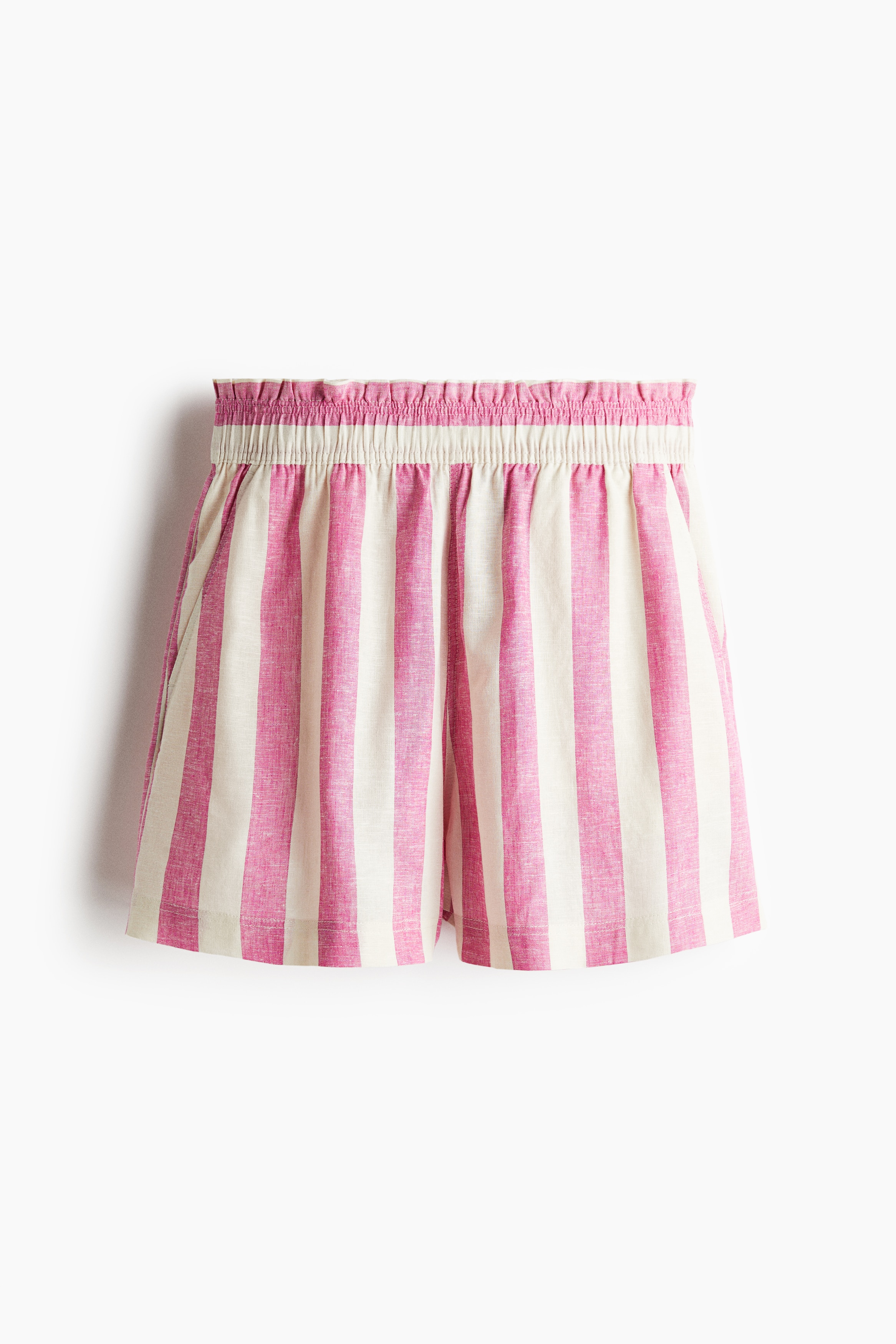 Linen Blend Shorts - Pink/Stripe/Yellow/Stripe/Dark khaki green/Navy blue/Stripe