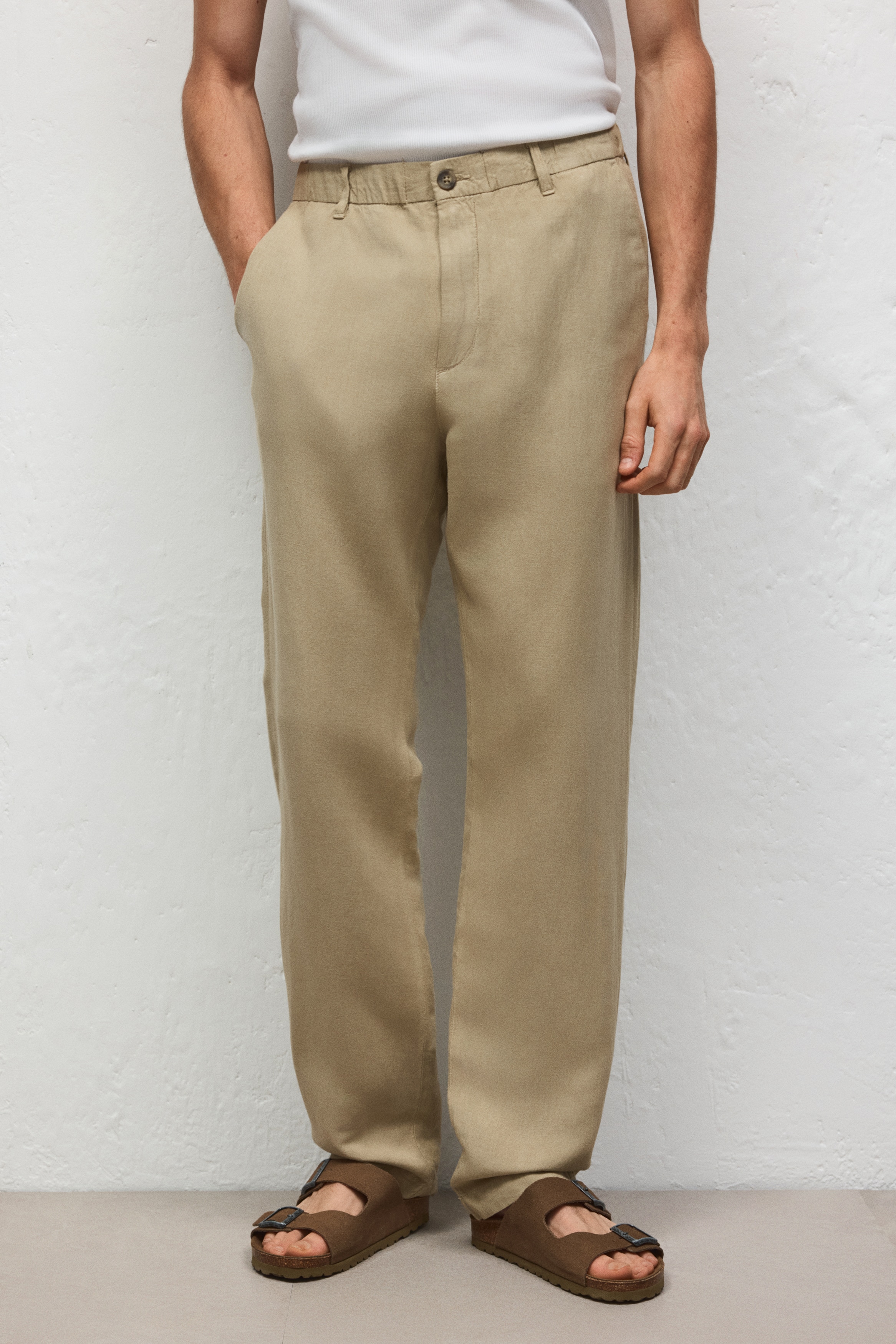 Regular-Fit Linen-Blend Pants - Beige - Men | H&M US