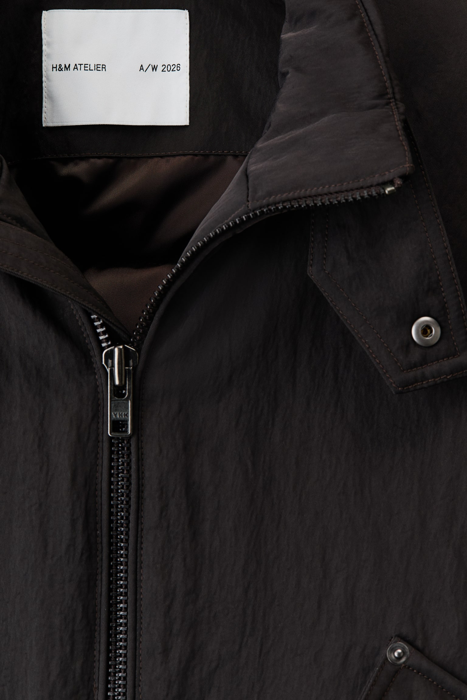 Мужская куртка H&M Padded Bomber, цвет: Тёмный коричневый — фото 8