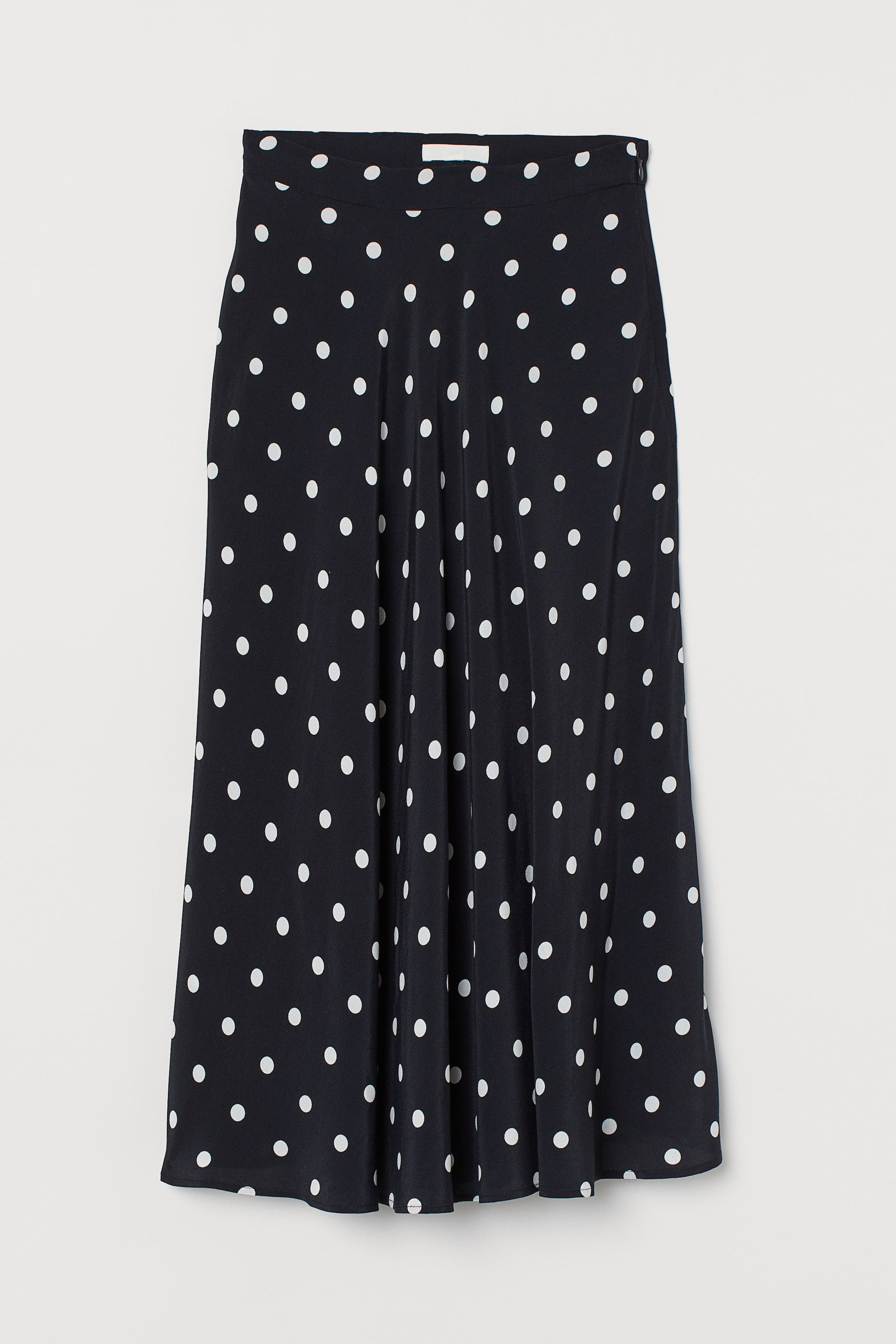 Circular skirt - High waist - Midi - Black/White spotted - Ladies | H&M GB